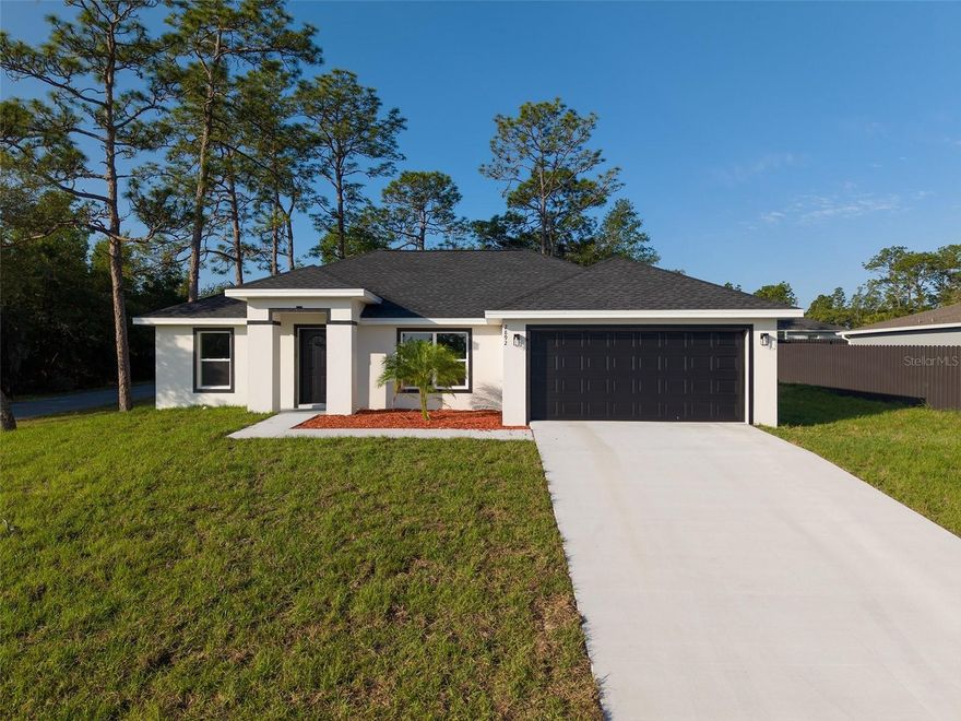 Under Construction. Beautiful 3 bedrooms, 2 baths home situated on an elevated corner lot with no adjacent neighbors, offering extra privacy. This home boast a gorgeous kitchen with many greats features including 1 1/4 quartz counter tops, 36 inches wall solid wood cabinets with soft close hinges, pantry and full underneath with plenty space for prepare meals with a modern kitchen equipped.  The master bedroom include a private shower bath with a beautiful porcelain tile, stone shower floor, double sink and walk-in closet. Vaulted celling in the living area and vinyl plank floor throughout the entire home. Enjoy the yard with cover lanai, perfect for the entertain your family.
Located near Withlacoochee Trail, rivers and springs allows for outdoor activities.The single family is located close to schools, hospitals and mayor shopping center. NO HOA. Deep restriction community. Come take a look and get it before is gone.