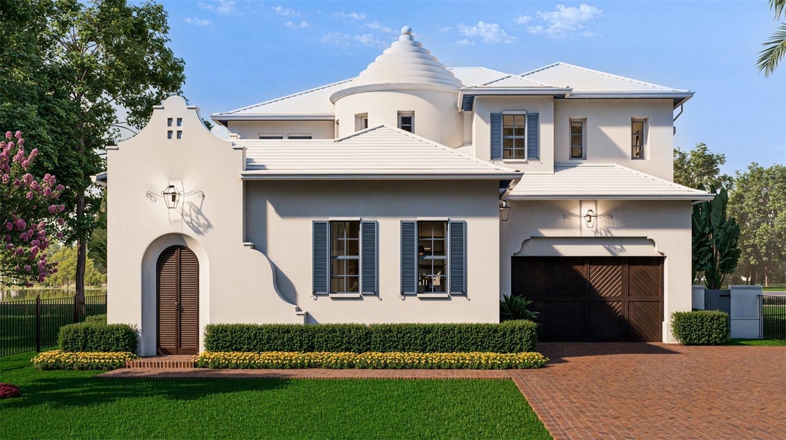 Pre-Construction. To be built. OR AVAILABLE FOR LAND VALUE. Surrounded by beautiful homes and beautiful waterfront, The Evergreen, a masterpiece designed by the multi-award-winning Design-Build firm Windstar Homes, is set on a wide, saltwater canal in Belmar Shores with partial open bay views - enjoy the Tampa Bay sunsets in your backyard!
The Evergreen epitomizes exclusivity and high-end living. Spanning more than 4,800 square feet of living space, this exceptional residence redefines luxury with its impeccable design and unparalleled attention to detail.
From the moment you enter, you are enveloped in an atmosphere of sophistication, greeted by a breathtaking 24-foot-tall round stair tower that ascends gracefully to the second level, offering an exquisite overlook to below. The main level unfolds with a refined parlor along with a large flex room that can be either a private office / den / media or even a game room. The open dining room offers enchanting views of the swimming pool, while the spacious leisure room with fireplace adds layers of warmth and intimacy.
The heart of the home is an oversized open kitchen featuring a full complement of Wolf and Sub-Zero appliances. This culinary haven includes a prep kitchen, large walk-in pantry, and a dedicated beverage center—each element curated for those who appreciate the art of entertaining. In addition, an elegant powder bath and dual-access pool bath enhance the home’s functionality and convenience.
This remarkable home boasts 5 expansive en-suite bedrooms, each thoughtfully designed with oversized layouts and large walk-in closets, complemented by 5 full bathrooms. The primary suite serves as a private retreat, featuring its own secluded balcony.
The Evergreen’s outdoor living is nothing short of extraordinary. A stunning courtyard with a serene water wall sets the stage for alfresco gatherings, while the meticulously landscaped grounds envelop a pristine swimming pool, transforming the outdoors into a private oasis with beautiful water views. The 3-car garage provides generous storage for a collection of vehicles and more. The home’s exterior harmoniously blends Anglo-Caribbean architecture with contemporary elements, presenting a façade that is both distinctive and timeless. Also for sale as a buildable lot, MLS number T3515896.