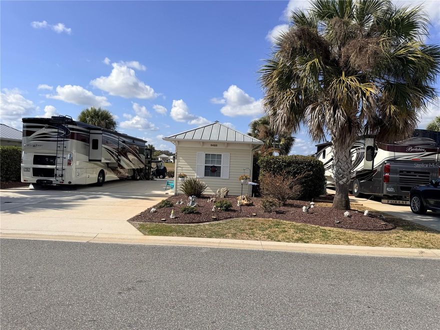 Welcome to Florida Grande Motor Coach Resort and Lot 342—a beautifully designed pull-in 
property offering easy arrival, a move-in ready suite, and a backyard outdoor living space that 
feels like your own private tropical retreat. 
This 5,076 sq ft lot features a 26’x76’ concrete pad with full hookups for your motorhome, 
plus low-maintenance landscaping so you can spend more time enjoying Florida and less time 
working in the yard. Out back, the lifestyle really shines with a 12’x16’ patio anchored by a 
slatted pergola that lets natural light filter through—surrounded by sugar palms and lush 
tropical plantings for pure Florida vibes. 
Inside, the 384 sq ft Grande Suite is partially furnished and thoughtfully set up for comfort 
and flexibility. A built-in Murphy bed makes hosting easy—because let’s be honest, when you 
own a place in Florida, guests will come—and this is the perfect setup for family and friends. 
The kitchenette is finished with a quartz countertop, beautiful upgraded cabinets, and a clean, 
polished look that feels both cozy and upscale. The suite also includes a full bathroom with a 
walk-in shower and glass doors. 
You’ll love the practical touches too. The laundry/storage room includes a washer and dryer 
plus a refrigerator that stay, along with lots of built-in storage to keep everything organized 
and out of sight. 
Lot 342 offers outstanding value—a pull-in lot with a Grande Suite, a tropical outdoor living 
space, and the kind of low-maintenance setup that makes ownership simple and enjoyable. 
And of course, ownership here is about more than just the lot—it’s the lifestyle. Florida Grande 
is Florida’s friendliest motorcoach resort, a deeded community known for its welcoming 
atmosphere, beautifully maintained grounds, and active calendar of events and social activities. 
Enjoy the clubhouse, community gathering spaces, and one of the resort’s favorite amenities—
eight brand-new pickleball courts that have helped make Florida Grande a true pickleball 
destination. Conveniently located in Central Florida, Florida Grande is an ideal home base with 
easy access to the best of the region, including day trips to Orlando, Tampa, Ocala, and The 
Villages, plus everyday shopping, dining, and healthcare nearby. 
Lot 342 is a smart way to step into the Florida Grande lifestyle—easy pull-in access, a guest
ready suite, tropical outdoor living, and value you can feel from day one.