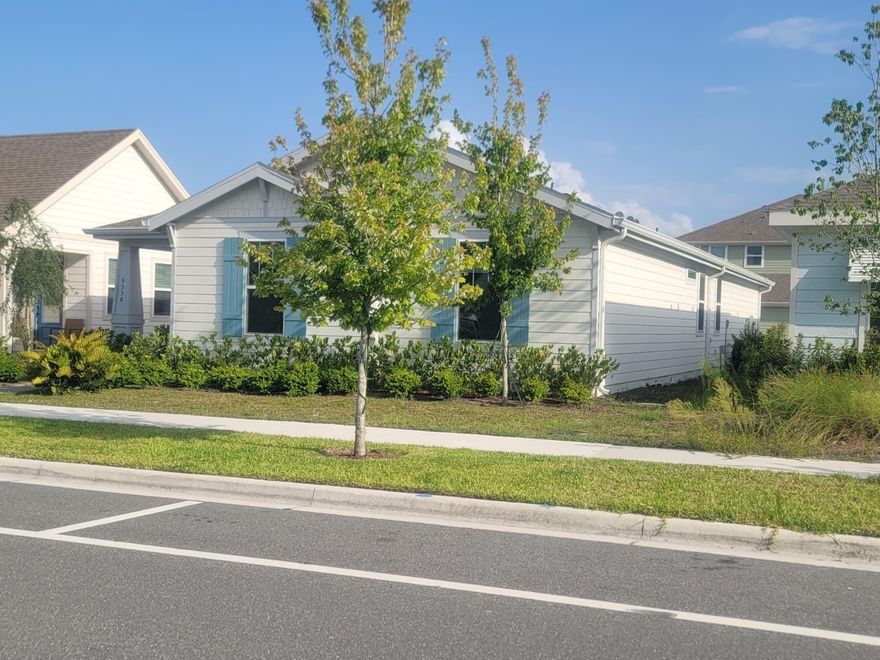 Beautiful Home located on the community of Weslyn Park. The spacious single-level with 3 bedrooms and 2 bathrooms, an open concept kitchen, cafe and gathering room, a covered lanai, a rear facing 2 car attached garage, windows blinds and all appliances including. The spacious Kitchen boast stainless-steel appliances, a large center island, an oversized walk-in pantry, Quill Cabinets with brushed gold hardware, a gold arrow mosaic tile backsplash and gorgeous marbleized Ethereal Glow quartz countertops. The owners Suite is tucked privately towards the back of the home and features a large walk-in closet, in suite bathroom with oversized glass-framed walk-in shower, a privet water closet and dual sink maple quartz-topped double quill vanity with matte hardware. The Bordeaux design is a split floorplan, with two additional bedrooms and the secondary bathroom at the front of the home. With 42'' soft-close cabinets with quartz countertops. Tray ceiling in the Gathering room, Gis Maderas Nogal wood grain tile flooring throughout. Weslyn Park from the creators of Lake Nona is the newest neighborhood in Sunbridge. Ideally located across the street from the future Marina Village, this diverse community will provide provide quality schools, waterfront recreation, shopping and dining-all with close access to fl-417, Medical City, Lake Nona Town Center and Orlando International Airport. Come to see this property. You will love it.