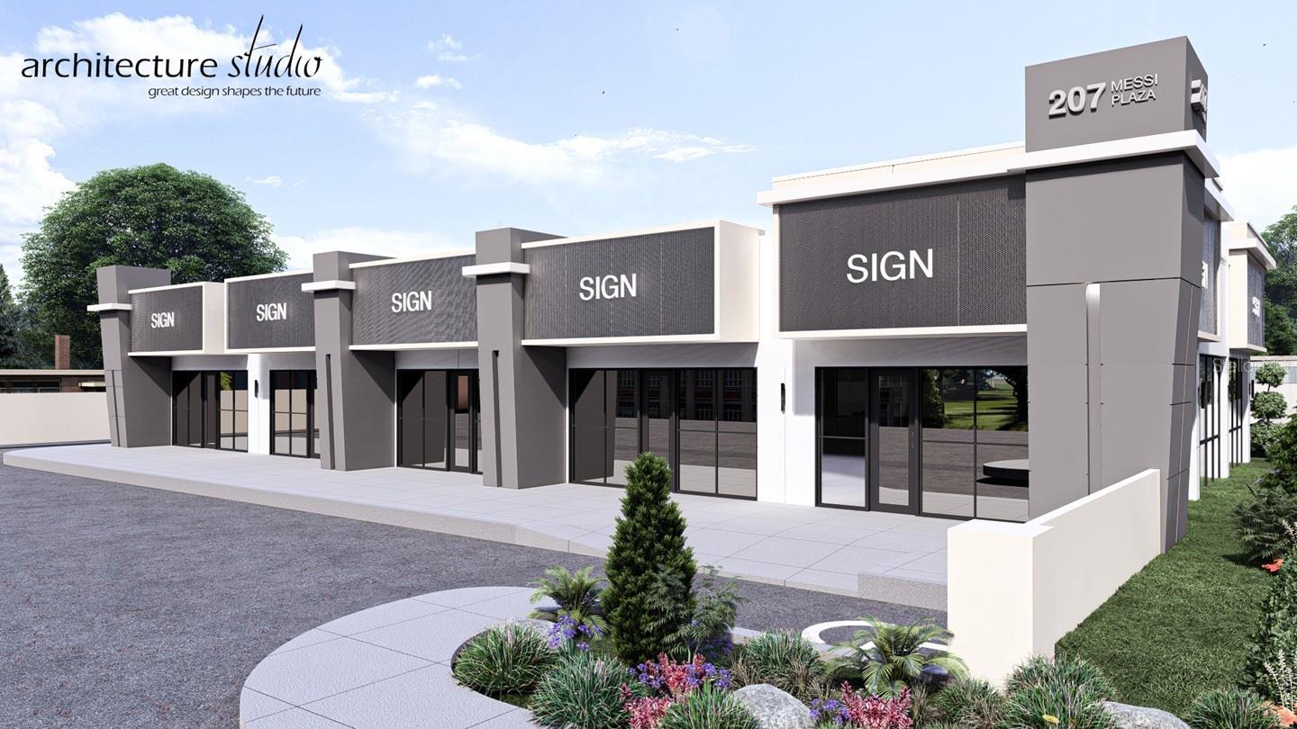 Pre-Construction. To be built. Introducing a prime opportunity at 207 S Pine Ave, Ocala, FL: a BRAND NEW Class A Retail/Office center soon to be under construction, set to be ready by 1/1/26. Boasting 5 units of 1000sf each (Units 100, 200, 300 & 400 are $30/sf/yr Base rent, Unit 500 is $35/sf/yr base rent) and a generous 4.6/1000 parking ratio, this property is designed with convenience in mind. Abundant natural light floods the interior through front and back storefront windows, creating an inviting atmosphere. The landlord provides a warm lit open layout shell, coupled with a TI Allowance of $12/sf for flooring and paint, allowing for customization to suit your business needs. Ceiling and lighting system will be 2'x2' Acoustical tile ceiling at 10' with LED flat panel drop in lights, or may be upgraded to an open ceiling with spiral ductwork and alternative lighting at an additional cost.
The new parking garage and hotel nearby are coming soon. Don't miss out on the chance to elevate your business in this dynamic & growing area, primed for success, and take advantage of PRE-CONSTRUCTION RATE SAVINGS - 20 percent off the 1st year rate for leases signed before start of construction (approx June). Call TODAY!