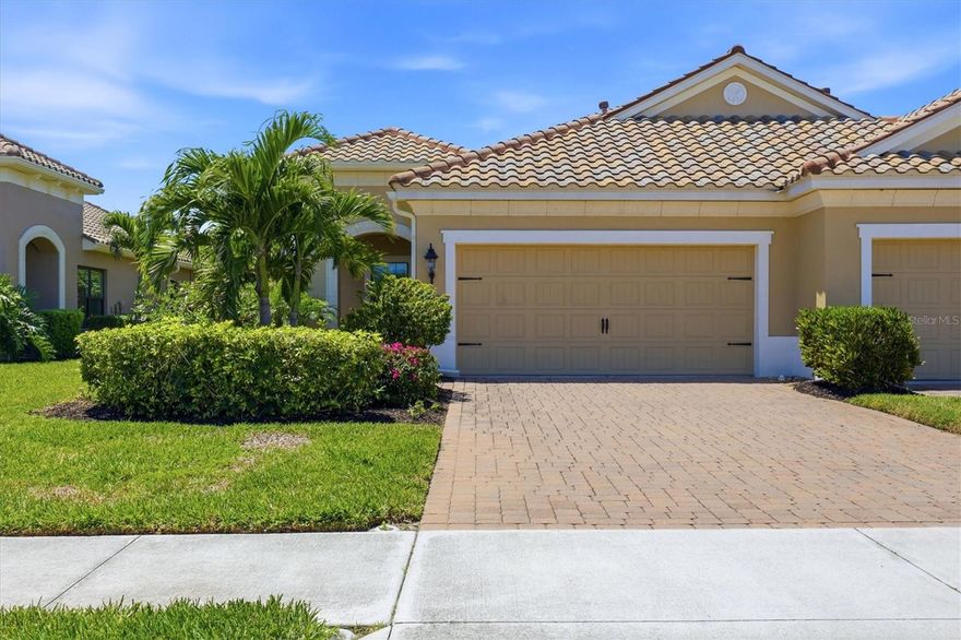 Experience the ease and elegance of resort-style living in this beautifully appointed, maintenance-free residence located in the sought-after Martinique section of Boca Royale. This turnkey home offers 2 bedrooms plus a versatile den/office with glass panel French doors, 2 baths, and a spacious 2-car garage. Designed for both comfort and style, the kitchen features a gas range, stainless steel appliances, granite countertops, tiled backsplash, and a center island perfect for entertaining. The inviting living room is enhanced by a tray ceiling and plantation shutters, while the extended lanai—with sunscreen for added shade—overlooks a picturesque lake, creating the perfect setting for relaxation.  The serene primary suite enjoys tranquil water views and includes both a walk-in and standard closet, along with a well-appointed bath featuring dual vanities and a walk-in shower. Additional highlights include full hurricane protection, LG washer and dryer, upgraded comfort-height commodes, gas dryer and water heater, and a brand-new garbage disposal installed in April 2026. With highly desirable southwest rear exposure and located in an “X” flood zone, this home offers both peace of mind and exceptional outdoor enjoyment.  Residents of Martinique enjoy a true maintenance-free lifestyle, with the association handling all lawn care, mulching, trimming, irrigation, and exterior painting—freeing your time to indulge in the community’s exceptional amenities. A private neighborhood pool, spa, and outdoor grilling area are just steps away, while ownership also includes a social membership to the Boca Royale Country Club, where a vibrant calendar of activities awaits alongside a recently renovated clubhouse, restaurant, and stylish modern bar. Optional memberships for golf, tennis, and pickleball further enhance the lifestyle. With no CDD fees and a prime location near the pristine beaches of Manasota Key and Englewood Beach, as well as the dynamic amenities of Wellen Park and Venice, this home truly embodies the best of Florida’s resort lifestyle.