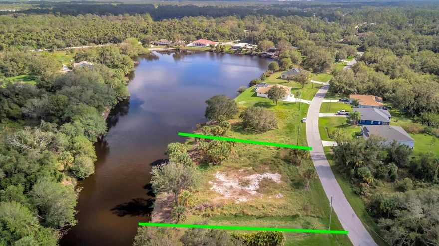 Time to build that one of a kind home! This land is a rare find in a very private half acre land in North Port Estates, on Sumter Lake.  The owner cleared the land, brought in approximately 70 cubic yards of fill which was tamped and leveled to build upon. Survey available, the pins are marked by a licensed surveyor, there is a silt fence around the building pad area for erosion control.  The elevation of the building pad was above the flood level of Hurricane Ian which flooded many areas of North Port. This lot did not flood for the past 3 hurricanes.  It is ready for a new owner to build their dream house. The view will be delightful watching the many bird species and wild life, plenty of fish and bass. Quiet and calming. But yet, close to everything, I-75 new and up coming Sarasota Memorial Hospital, close to dining, shopping, golf, North Port Water Park.  So much to do in North Port.  See why North Port is one of the fastest growing cities in US.