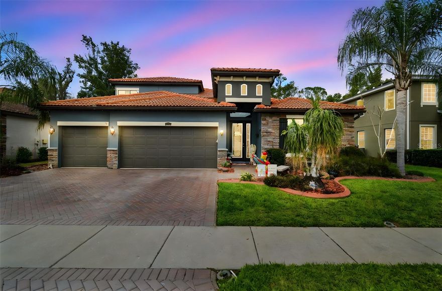 Welcome to Terra Bella in Land O’ Lakes!  This well-maintained, 4 bedroom, 3 bath home offers 2,893 square feet of living space with an upstairs multifunctional bonus room-whether a playroom, office, or game room.  The bonus room comes complete with a walk-in closet for a possible fifth bedroom and is also plumbed for a possible wet bar.
 The kitchen is a chef’s dream, featuring granite countertops and upgraded stainless steel appliances featuring a double oven, a Bosch dishwasher, gas stovetop, and an oversized refrigerator.  Your well-organized pantry will provide plenty of space to store all your kitchen needs. The wood cabinetry boasts upgraded 42” upper cabinets with decorative crown molding, a pull-out pot organizer, and pull-out lower cabinets for easy access. 
The great room, dining room, kitchen, and breakfast area are combined to create a spacious, inviting area to entertain or just relax with family.  The great room opens to your outdoor oasis featuring a screened-in pool overlooking a secluded, wooded paradise.  If you prefer outdoor cooking, your outdoor space also includes an outdoor kitchen featuring a gas grill and your own extra-large Green Egg! 
All bedrooms are located on the first floor.  The primary suite features an oversized room with a walk-in closet with built in storage, tray ceiling, and luxury wood vinyl.  The bathroom boasts dual sinks with corian countertops and a large, walk-in shower with a rain head shower head and shower bench.  Two of the downstairs bedrooms share a bath equipped with shower handicap support bars and altered entryways for wheelchair access.  Plantation shutters and blinds are included throughout.
The laundry room is conveniently located downstairs and includes storage cabinets, a stainless utility tub, and a dual, wall drying rack.

As you approach your new home enjoy the curb appeal of a paved driveway with paver curbing, fresh paint, a tile roof and stone accents to highlight the entryway and garage. The home also includes an attached three-car garage with two garage door openers, a work bench and overhead storage.  When you approach at night you will be greeted by programmable, perimeter LED lighting.

The community boasts a low HOA and a community pool. 

Close to Tampa Bay Outlets, Wiregrass Mall, The Grove shops/movie Theater, and the Krates. The community is also close to major highways and the Land O’Lakes Recreation Center where you can play baseball, softball, soccer, football, tennis, skateboard, indoor/outdoor swimming pools and a dog park.

Don’t miss out on this wonderful find in this highly sought after community.  Schedule your showing today!