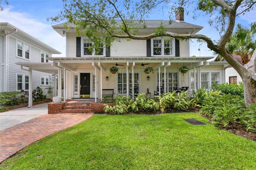 VIDEO TOUR: https://player.vimeo.com/video/832090325 Don't miss this rare opportunity to call this turn-key, designer-owned 2-story pool home your very own! Located in desirable New Suburb Beautiful, this coastal chic, quintessential Florida home offers 4 bedrooms, 2.5 baths in the main home (2,830 square feet) and a two-story, detached carriage house (680 sq. ft.) with downstairs flex space, kitchenette and upstairs bedroom/bath. The inviting front porch welcomes you into this sunlight-filled home and provides the perfect gathering spot for neighbors and friends. As you step into the foyer, you will be stunned by the level of detail and finish achieved in the first floor complete remodel which included installing 100 year old white oak flooring, custom kitchen cabinetry, new KitchenAid oven and gas range, quartz countertops, detailed mouldings, and the creation of a more open, inviting floor plan. The first floor includes a sunny, coastal-chic inspired living room with a gorgeous mantle and wood burning fireplace that connects to a Florida room with an abundance of natural light - a perfect space for an office or playroom. As you continue into the home, the eye-catching dining room lighting centers the beautiful dining area which is conveniently connected to the kitchen and family room creating an ideal layout for today's modern lifestyle. The dining room also has two sets of french doors leading out to the shady side yard updated with synthetic grass and French drainage system. The expansive family room with built-in bookshelves overlooks the pool and spa allowing you to enjoy the best of Florida living. Upstairs contains four bedrooms and two full baths. The master bath features a large marble shower with dual sinks. The fourth bedroom has a large and versatile bonus space.  Stepping out into the tropical atmosphere of the backyard, you are invited to enjoy a dip in the sparkling, saltwater, heated swimming pool, complete with a spa and surrounded by a deck of brick pavers with separate built-in grill area for entertaining. There is also a two-story guest house (680 sq. ft.) with recently renovated full bedroom and bath, vaulted ceilings and downstairs living/game room with kitchenette and beverage fridge. The guest house has its own central air system.  In addition to the 1st floor 2018 full remodel, other significant improvements/features include: NEW ROOF (2020), new upstairs HVAC (2023), ChargePoint Electric Vehicle charger, all new A/C ducts in main home (2015) and recent duct cleaning (2022), new attic R30 insulation (2016), water softener and full house carbon water filter system (2018), tankless water heater (2015), new electrical line between main house and guest house (2019). Just blocks to SoHo, Hyde Park, Bayshore and located in one of South Tampa's premier communities and in an A+ rated school district (Mitchell, Wilson, Plant). Schedule your private showing today!