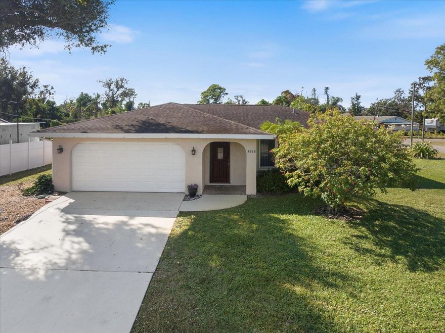 Discover Your South Venice Oasis with this gem - Move-in ready 2-bed, 2 bath home on a spacious corner lot west of 41 in South Venice. No HOA, CDD, or DEED restrictions.  Features a large Trex deck and 4-zone sprinkler system; large two car garage, additional 13x8 shed for additional storage and just minutes from ICW, Venice Beaches, shopping & restaurants....and access to private beach ferry if you live in this area!