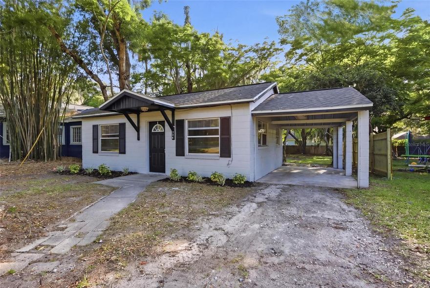 Discover this charming masonry bungalow, offering a rare blend of affordability and prime location in the heart of DeLand. The interior is FULLY RENOVATED with an open, airy layout featuring easy-to-clean LVP flooring, updated kitchen, and abundant natural light. Outside, the property boasts a classic carport and a spacious, private backyard that’s fully fenced. Roof replaced in 2021 giving you peace of mind. Enjoy incredible walkability to the award-winning Down Town DeLand, Stetson University, and local parks, all while being nestled in a quiet neighborhood. This turnkey home is a high-demand asset in the Volusia County market. Don’t wait—schedule your private showing today!