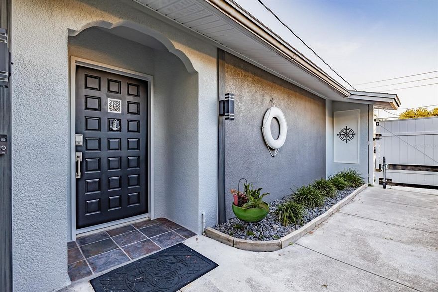 New Rental Price /Optional Furnished .Come enjoy the tropical Florida waterfront lifestyle in this cozy 2-bedroom, 2 bathrooms, an office, this is a fully furnished home. It sits on a deep-water canal with a dock, and it is a quick 15-minute ride (approx.) to the open waters of the Gulf of Mexico with one bridge to clear. Bring your fishing poles, as this dock is perfect for casting a line, and grab your kayak to enjoy a peaceful cruise through this beautiful community, where you can spot dolphins and manatees. Take the colors of the spectacular sunsets from your own back yard. This home is a perfect get-away home, retirement home, or full-time residence. Gulf Harbors is a quiet community with several beaches nearby and a short drive to many of the local tourist's favorites. Less than a 5-minute drive to downtown New Port Richey, with many restaurants and lots of entertainment. This home has been completely remodeled and tastefully done with neutral colors. It features 2 bedrooms, 2 bathrooms, and office, built-in bookshelves and cabinets, a barn style door, and a great room with tons of natural light and space. Enjoy cooking in the updated kitchen with granite countertops and stainless-steel appliances. Enjoy and entertaining on your outdoor patio with extension.