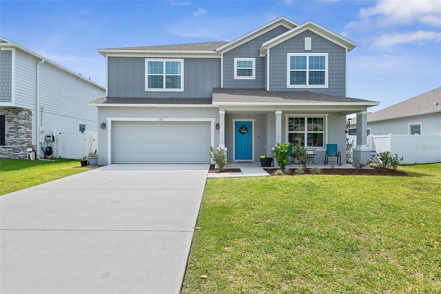 Welcome to 123 Oakleaf Way, located in the highly desirable community of Sawmill Creek in Palm Coast. Built in 2021, this Maronda custom home is spacious and thoughtfully designed. Offering 5 Bedrooms + Office, 3 1/2 Bathrooms and 3,115 square feet of comfortable living space. Step inside to discover modern finishes throughout, including quartz countertops, luxury flooring, stainless steel appliances, and brand-new carpet installed in April 2026. The well-appointed kitchen is a true centerpiece, featuring a walk-in pantry, an oversized island with ample seating, and a generous dining area - perfect for both everyday living and entertaining. The expansive downstairs living room is filled with natural light and provides plenty of space to relax or host guests. Upstairs, you'll find an additional living area, ideal for a media room, play space, or secondary lounge, along with abundant storage. The upper level also includes a full laundry room and four additional bedrooms, highlighted by an inviting primary suite which has a huge primary closet. Outside, enjoy a covered + screened patio and a fully fenced backyard, offering privacy and room to unwind. This home combines modern style and functional space - everything you’ve been looking for and more.  Sawmill Creek includes amenities like under-ground utilities, sidewalks and a community clubhouse and pool with a very low HOA. Conveniently located near grocery stores, shopping, schools, parks, walking paths, hospitals, and just a few minutes drive to the famous Flagler Beaches. Make sure to see the walk-through video link! Schedule your appointment to view today!