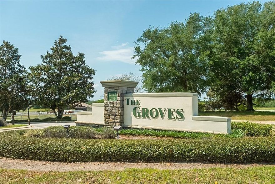 Located at the top of a quiet cul-de-sac within the gated, equestrian-friendly luxury community of The Ranch Club, in The Groves at The Pointe. This 5.25-acre homesite offers approximately 4.25 acres of buildable lands with approximately 1.0 acres non-buildable, providing natural privacy and buffer. Surrounded by multi-million-dollar estate residences, the property allows one primary residence with additional outbuildings permitted. Buyers choose your own builder with no minimum time-frame to construct. Community has riding trails, access to Lake Morgan with community boat ramp and dock, and the Palatlakaha River. Enjoy the scenic sunset and sunrise views, and the peace and quiet. Estate-scale homesites throughout. Horses and up to two head of cattle are permitted. Conveniently located approximately three miles to US-27 and five miles to Florida’s Turnpike, offering a balance of privacy and accessibility.
