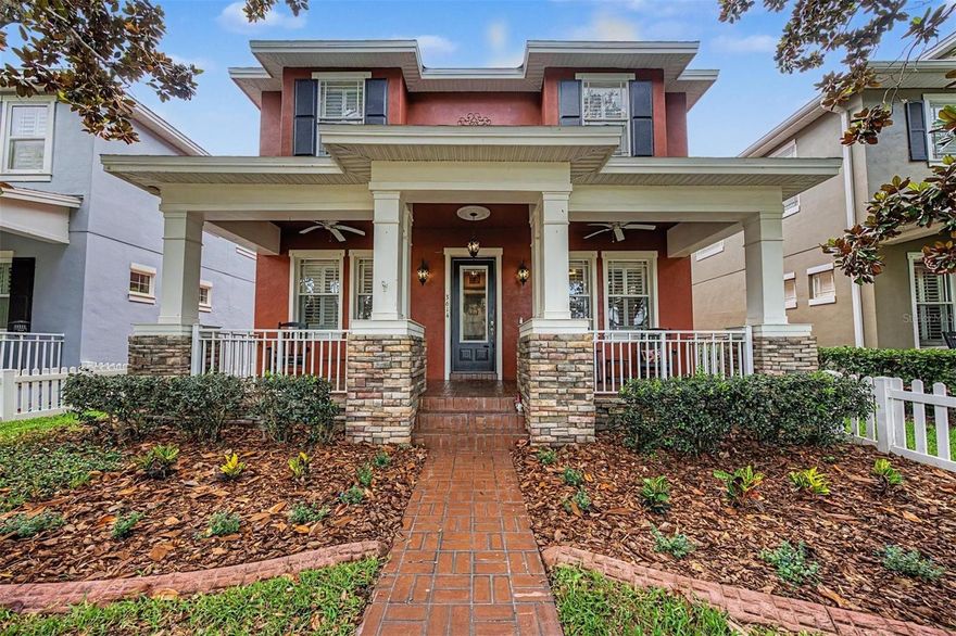 WELCOME TO BEAUTIFUL LONGLEAF, one of Trinity/New Port Richey’s most sought-after communities! This STUNNING 4-BEDROOM, 3-BATHROOM home with a LARGE UPSTAIRS BONUS ROOM offers the perfect blend of timeless neighborhood charm and modern Florida living. Perfectly positioned directly across from beautiful conservation views and Veterans Field, one of the community’s most loved parks, this home delivers an unbeatable location and exceptional curb appeal. The expansive front porch spans the entire width of the home, creating the perfect space to relax and enjoy the peaceful surroundings. Inside, you’ll find engineered hardwood flooring and crown molding throughout the entire home, along with spacious living areas filled with natural light. The open-concept kitchen is truly the heart of the home and features granite countertops, a large island with breakfast bar seating, stainless steel appliances, a gas cooktop, double ovens, 42-inch cabinets topped with crown molding, and a generous eat-in dining area. The kitchen opens seamlessly to the living room, making it ideal for entertaining and everyday living. The oversized primary suite is a true retreat featuring tray ceilings, crown molding, two walk-in closets, and a luxurious en-suite bath complete with dual vanities, a garden tub, and separate shower stall. Upstairs, the spacious bonus room offers endless flexibility and can easily function as a media room, home office, playroom, or even a 5th bedroom. Enjoy Florida living year-round from the covered screened-in back porch and outdoor patio overlooking the fenced backyard. Additional upgrades include a brand-new roof, tankless water heater, fenced front yard, and a rear-entry driveway large enough to accommodate two vehicles. All of this in the highly sought green community of Longleaf which provides easy access to Tampa and Clearwater! Longleaf amenities include shops/restaurants, clubhouse, heated pool/spa, parks, playgrounds, walking trail, tennis/beach volleyball/basketball courts, baseball field, and plenty of community events throughout the year! Longleaf Elementary and Longleaf learning center located within the neighborhood! And just a short walk to Starkey market! This is the Longleaf lifestyle you’ve been waiting for. Schedule your private showing today!