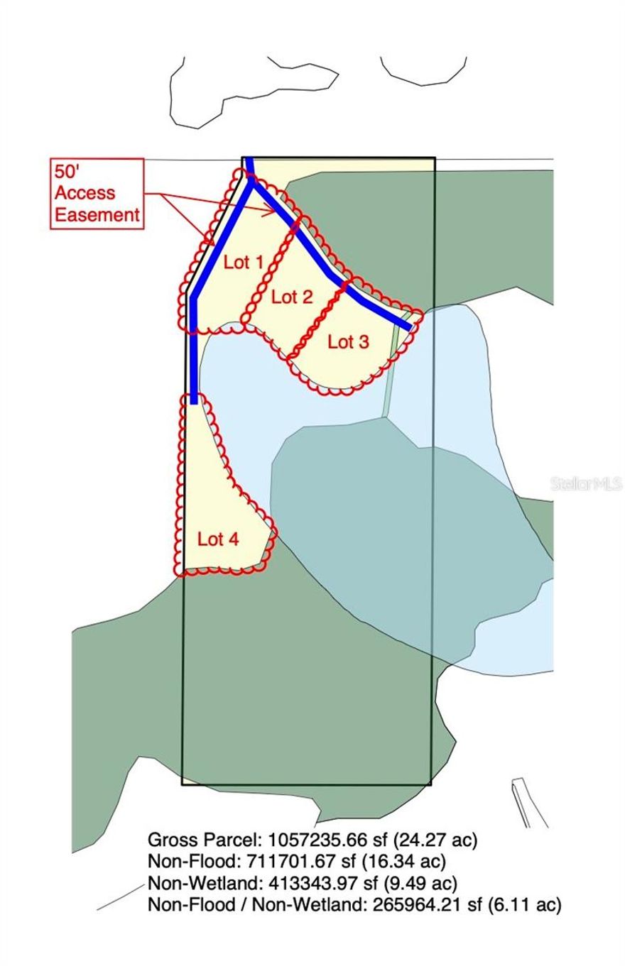 Create your own private family compound on 25 acres of Lake County paradise. This property is fully agricultural-zoned and ready for four family homes, offering privacy, space, and freedom to design your ideal lifestyle. What makes this property intriguing is the inclusion of a Family Density rule, allowing for the potential sub-division of the land into lots with a minimum of 1 acre of developable area each (this parcel is 6.11 acres dry). Anything over four lots requires a platting process. For those interested in exploring the potential of this rule, a concept has been developed showcasing the ability to create 4 lots while adhering to the guidelines. Please verify with Lake County on all of the requirements necessary. Under this rule, residents have a unique opportunity to create a family lot split on this beautiful piece of land. Stipulations for family lot split include the requirement that the residents must be related , direct ascending and descending and commit to living on the property for at least 5 years. Enjoy a large gated entrance with remote-controlled motorized operation and a lime rock driveway. Your vision for a secure, sustainable, and functional family compound can become a reality. All this just 40 minutes from Walt Disney World, giving you the perfect balance of seclusion and convenience. This is more than land—it’s a chance to build a legacy for your family and live life on your own terms.