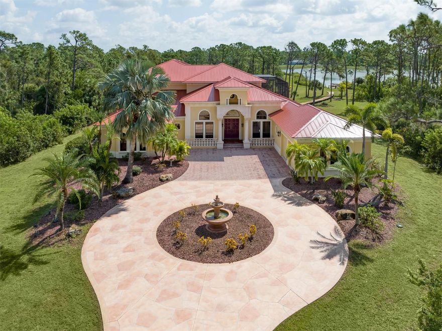 Incredible opportunity in one of Venice, Florida’s hidden gem locations.  Lake Geraldine is a gated community, perfectly situated between Englewood, Wellen Park, and North Port.  In today’s age of mass construction here is a gorgeous example of a true custom built home with space for everyone inside and outside.  Zoning and HOA allow flexible use, bring your RV, boat, toys, and horses.  Plenty of room to build a detached garage or barn.  Spacious settings like this are hard to find while providing quick access to every imaginable convenience.  Wellen Park, a master planned community is right next door and home of the Atlanta Braves spring training facility, downtown district, shopping, dining, entertainment, and new Costco coming soon!  Venice and Englewood beaches quickly accessed and their quaint downtown main streets.  Additional features for this home include fireplace, gourmet kitchen, generator, two buried propane gas tanks, new metal roof,  hurricane shutters, outdoor kitchen, boardwalk, large lakeside dock, and gated private driveway. Home sustained damage during hurricane Ian, has since been repaired to current state, and new $143,000 metal roof installed. Declaration of Covenants and Bylaws can be found at www.lakegeraldinehoa.com  See Matterport tour for interior detailes and  floor plan.