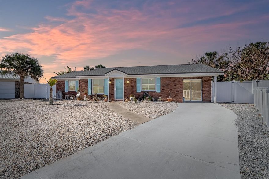 BEACHSIDE POOL HOME on a secluded cul de sac just steps to the No-Drive Beach. Notable features include NEW AC, NEW Impact Glass Windows, NEW tankless hot water heater, 2016 Roof, and Generac whole house generator. The interior offers a split floor plan with tile throughout, crown molding, plantation shutters, and white coastal tongue and groove ceilings in the guest rooms. Remodeled kitchen with quartz counters, marble backsplash, and SS appliance package. Utilize the bonus room with outdoor access as a 4th bedroom, office, den, or home gym! An Enclosed Florida Room overlooks the private oversized backyard and beautiful saltwater pool, custom artificial turf putting and chipping greens, new PVC fencing, Zen gardens, and firepit. This unique property has a 2nd back entrance perfect for storing your large boat or RV!  Blueprints have been drafted for expansion in the back for a cabana house/garage apartment available upon request. All information deemed accurate but cannot be guaranteed. Call for your private showing today! ;Water: City