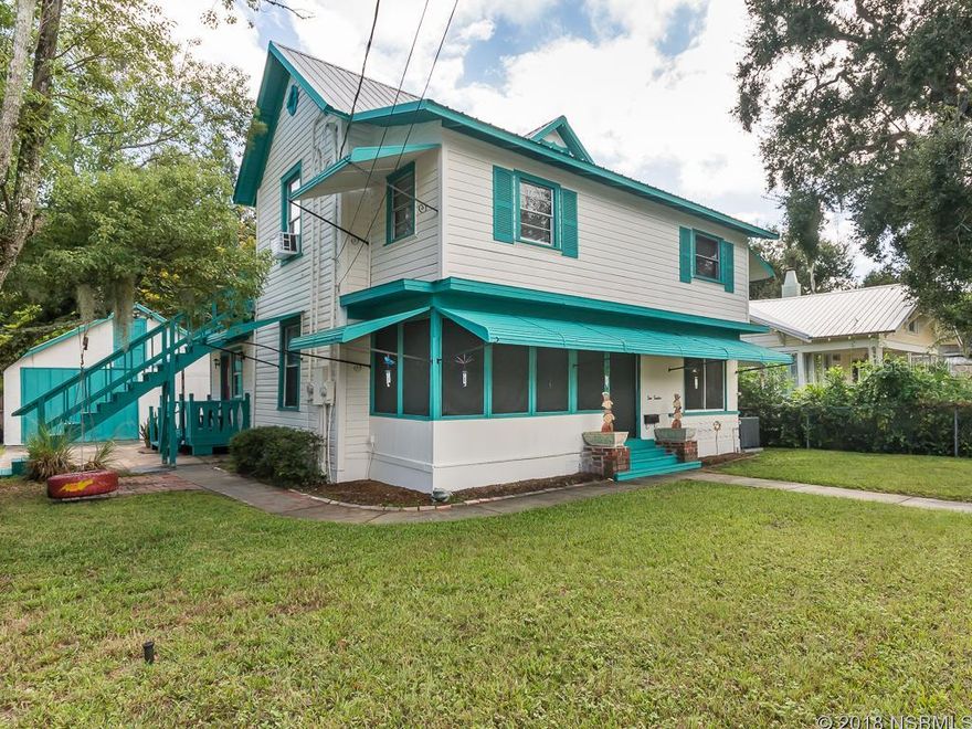 Classic 1915 home in a fantastic location, walk-able to Canal Street shops and restaurants, art galleries and festivals, the river, city marina, and Riverside park! The first floor of the home has two bedrooms, a large bathroom, eat in kitchen, and living room leading to a screened front porch. The second story, accessible through an exterior stairway is perfect for a separate guest space or tenant, with a full kitchen, living room, one larger bedroom and one smaller bedroom or office, and a quaint bathroom. The detached garage is 440 sq feet of ample storage. The easement on the east side of the home provides access to the concrete driveway parking and side home entry, it is blocked to thru traffic by a fence on the property behind. Great opportunity to own between US1 and the river as an income producing property or a full time residence with guest quarters. ;Water: City