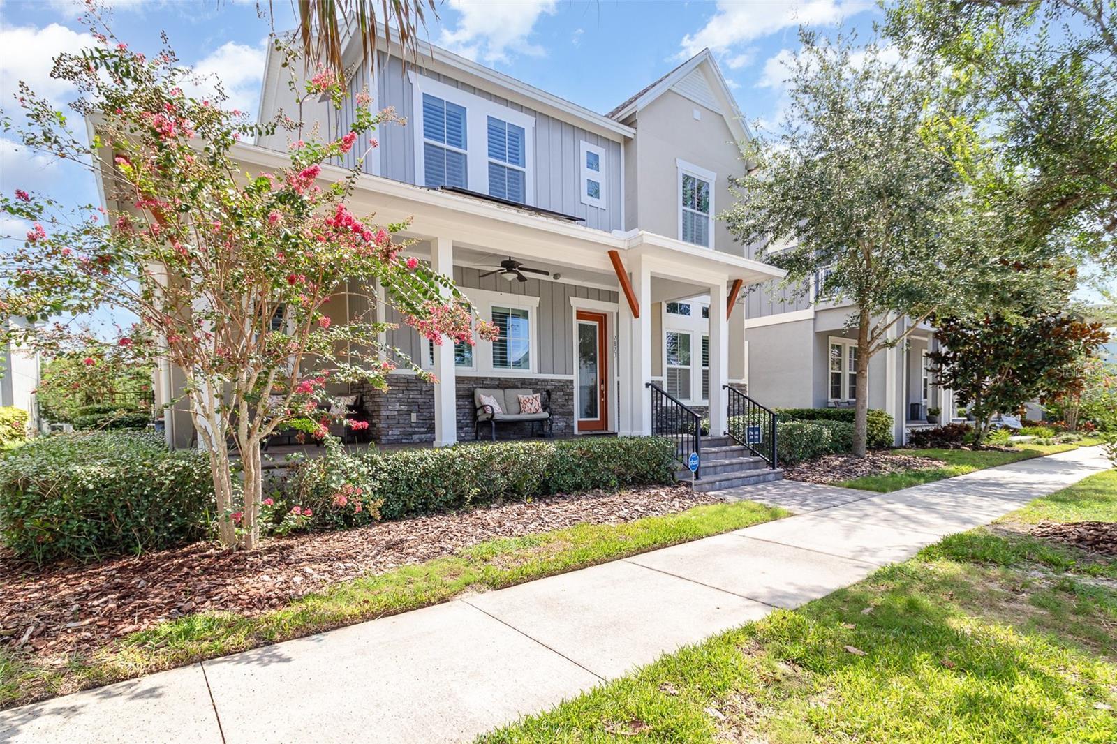 Sophisticated design meets savvy investment in this stunning smart home—now offered at a significantly improved price and featuring fully paid-off solar panels, delivering eco-conscious luxury with long-term savings built in.
This exceptional four-bedroom, three-and-a-half-bath luxury estate is located in the highly sought-after Laureate Park in Lake Nona. Thoughtfully designed, the home offers the perfect balance of upscale living, comfort, and smart home convenience—all just minutes from world-class amenities.
Step inside to discover an impressive open-concept layout adorned with striking features, including an extraordinary wood wrap-around staircase and wood plank tile flooring throughout the first floor, all highlighted by a designer lighting package, plantation shutters, and automatic louvered bifold doors. Enjoy a dedicated office and formal living room—ideal for entertaining—which seamlessly opens to a spacious great room with soaring cathedral ceilings.
The elegant gourmet kitchen is a true showpiece, boasting upgraded light stone countertops, a large center island, premium stainless-steel appliances, a spacious dining area, and an oversized walk-in pantry—perfect for both entertaining and everyday living.
Adjacent to the kitchen, a built-in breakfast nook leads to a functional drop zone just off the 3-car garage—offering built-in storage for coats, bags, and everyday essentials. This stylish and practical space flows seamlessly into a spacious laundry room, thoughtfully designed with storage and functionality in mind.
The first-floor owner’s suite includes a spa-like bathroom with an oversized walk-in shower, soaker tub, dual sinks, and a generous walk-in closet. Upstairs, a spacious bonus room includes a built-in tech/study area, providing multiple spaces to relax, work, or entertain.
Step outside to your private backyard oasis perfectly manicured, complete with extended pavers, a brand new black iron fence, and a covered, screened-in lanai with an automated opening system and outdoor TV setup—perfect for hosting friends or enjoying quiet evenings under the stars.
This smart home is equipped with high-speed fiber internet (16 GBPS), a fully wired security system, smart lighting, and a 220V electric car charging station in the oversized 3-car garage.
Laureate Park residents enjoy a resort-style lifestyle with access to a state-of-the-art fitness center, resort-style aquatic center, pickle ball tennis courts, basketball, dog parks, community gardens, playgrounds, and 44 miles of walking, biking, and jogging trails. Plus, its ideal location offers quick access to Orlando International Airport (15 minutes), Walt Disney World (30 minutes), downtown Orlando (25 minutes), Cocoa Beach (30 minutes), and the USTA National Campus.