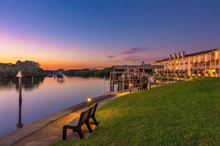 Welcome to Seaside Estates, a gated waterfront community tucked along the peninsula of Old Tampa Bay, where everyday living feels like a vacation. This beautifully maintained three-story townhome offers three bedrooms, three bathrooms, and nearly 1,800 square feet of thoughtfully designed living space. The first level features a tandem three-car garage with custom shelving, upgraded flooring, extra storage under the stairs, and a covered patio perfect for a grill. Upstairs on the main living level, high ceilings, crown molding, skylights, and oversized windows frame breathtaking open-water views and unforgettable sunsets. Sliding glass doors lead to a composite deck replaced in 2019, extending your living space outdoors. The remodeled 2021 kitchen is the heart of the home, showcasing real wood soft-close cabinetry, quartz countertops, a lazy Susan, expanded island storage, an oversized pantry, and stainless steel appliances. A spacious bedroom with a full bath is also located on this level, ideal for guests or flexible living. The top floor is home to the owner’s suite retreat, complete with a private balcony, double walk-in closets, a garden tub, separate shower, and dual vanities. An additional bedroom with a full bath and a conveniently located laundry area complete the upper level. Recent updates include a 2017 roof, 2023 hot water heater, tinted sliding glass doors on every level, and updated window shades in the bedrooms. Generator-ready wiring and Roll Shield hurricane shutters on all sliders, windows and the front door add peace of mind. A deeded boat slip with electric and water sits in sight of the unit, offering deep-water access at all tides for effortless days on the bay. Just steps from the pool, spa, and tennis courts, this community invites an active waterfront lifestyle. Launch a kayak into nearby mangroves, stroll the expansive boardwalk while watching dolphins and manatees, or enjoy the heated pool, playground, picnic areas, and harbor views. With minimal pet restrictions and HOA fees that include roof, exterior paint, water, sewer, exterior insurance, trash and amenities, living here is truly effortless. Located in the heart of Oldsmar, you’re just steps from R.E. Olds Park, a 15-acre waterfront park offering sweeping views of Tampa Bay. From seasonal festivals and community events to a 400-foot fishing pier and playground, this vibrant park is truly an extension of your neighborhood. With Pinellas beaches, Tampa International Airport, and downtown Tampa all nearby, you’ll enjoy easy access to everything the Tampa Bay area has to offer. Whether you are searching for a full-time residence or the perfect Florida retreat, this waterfront gem delivers the lifestyle you’ve been waiting for.