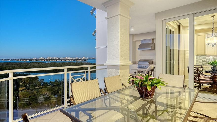 Extraordinary residence at the ORCHID BEACH CLUB…RENOVATED, DESIGNED and FURNISHED by award-winning SALLY TROUT DESIGNS. Ideally situated in one of the area’s most coveted locations, Lido Beach, with breathtaking panoramic views that stretch from the Gulf of Mexico to Sarasota Bay & the downtown Sarasota skyline. Meticulously designed & turnkey furnished, the nearly 3,000 sq. ft. of living space exudes sophistication and elegance. The grand foyer, accessed through a private elevator lobby, leads into a regal living area featuring extraordinary detailing. Three expansive terraces enhance the allure of this home, providing ample space for outdoor living and taking full advantage of the stunning views. The spacious living room features full height sliding doors leading to the main terrace, offering additional lounging, dining options, & gas grill. The chef’s kitchen has ample custom cabinetry, beautiful quartzite countertops & backsplash, top-of-the-line appliances, including Wolf 6-burner gas range, Wolf convection steam oven, Wolf built-in wall oven, Miele coffee maker, Cove dishwasher & Sub-Zero refrigerator. The breakfast bar & adjoining breakfast nook with built-in dry bar provide casual seating. Double doors lead to the grand primary suite, with views of the Gulf, terrace access, 2 outfitted walk-in closets, morning bar, spa-inspired ensuite bathroom with separate vanities, a large walk-in shower & freestanding soaking tub. Two additional bedrooms (one outfitted as an office); each with direct access to terraces, & two beautifully finished full baths. Just a few of the designer features; custom built-ins in all closets, stylish light fixtures & recessed lighting w/Lutron wireless home control, 24” porcelain tile flooring, all upgraded cabinetry, custom drapes & shades (some remote closing), beautiful furnishings & original art, & whole-house water filtration system. Two spacious parking spaces convenient to elevator. Orchid Beach Club is a private, resort-style community with only 54 residences in two residential buildings, 24/7 guarded gate entrance & concierge. World-class amenities include a beach-side heated pool & spa with cabanas, a fully equipped clubhouse with social rooms, game room, library, fitness center, saunas, & 2 beautifully appointed guest suites for visiting family and friends. A pet-friendly community w/ private dog run. Located just minutes from St. Armand's Circle & downtown Sarasota, Orchid Beach Club offers a serene, private retreat while providing easy access to shopping, dining, and cultural attractions. Sophisticated but comfortable Florida living.