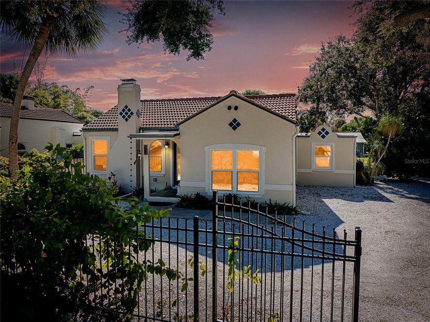 Old Florida charm meets modern luxury. This one-of-a-kind 1926 Spanish bungalow was fully renovated in 2012 while preserving its original vintage footprint. Every major system has been updated, offering peace of mind with timeless character.

The open chef’s kitchen features Sub-Zero refrigeration, a Wolf range, quartz countertops, a KitchenAid dishwasher, an under-counter Sub-Zero beverage refrigerator, and premium fixtures. Bathrooms are beautifully finished with seamless glass showers, retro porcelain tile, and a Toto water closet in the primary suite. Ceramic tile runs throughout the home, complemented by a decorative gas fireplace.

Improvements in include replumbing, updated electrical,  A/C air handler, whole house water filtration system, hurricane-impact doors and windows, insulated attic, barrel-tile roof, period gutters, and a screened in and roofed pressure-treated 15x27 (405 Sq Ft) wood deck for added outdoor living area. The property is fully fenced with luxury aluminum fencing and gates. 

A rare offering, this property includes an adjacent buildable lot, ideal for expansion or a second home. Additional features include a storage building, landscaping, septic system and drain field (2012), city water, low-maintenance zero-scape landscaping, and no deed restrictions, allowing room for a boat or RV.

Ideally located just minutes from Casey Key Beach, downtown Venice, dining, and boutique shopping.

A truly unique opportunity.