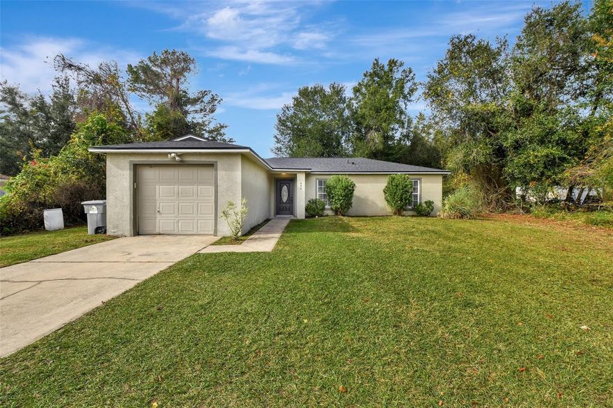 3 Bedroom 2 Bath split plan design home that is move in ready!  New Roof as of 2021, New laminate flooring throughout and New Carpet in the Bedrooms and Freshly painted.  Lots of kitchen counter top space and stainless steel appliances.  Septic was just pumped July 23'.  Large backyard for the little ones or your furry friends. Conveniently located close to schools, shopping, restaurants and medical facilities.  Only a 30 min drive to the Beaches and only a 40 min drive to Orlando.  Just a 10 min drive to the Sun Rail Station in Debary for an easy workplace commute.  Dont let this one slip by.  Call us today for your private showing.