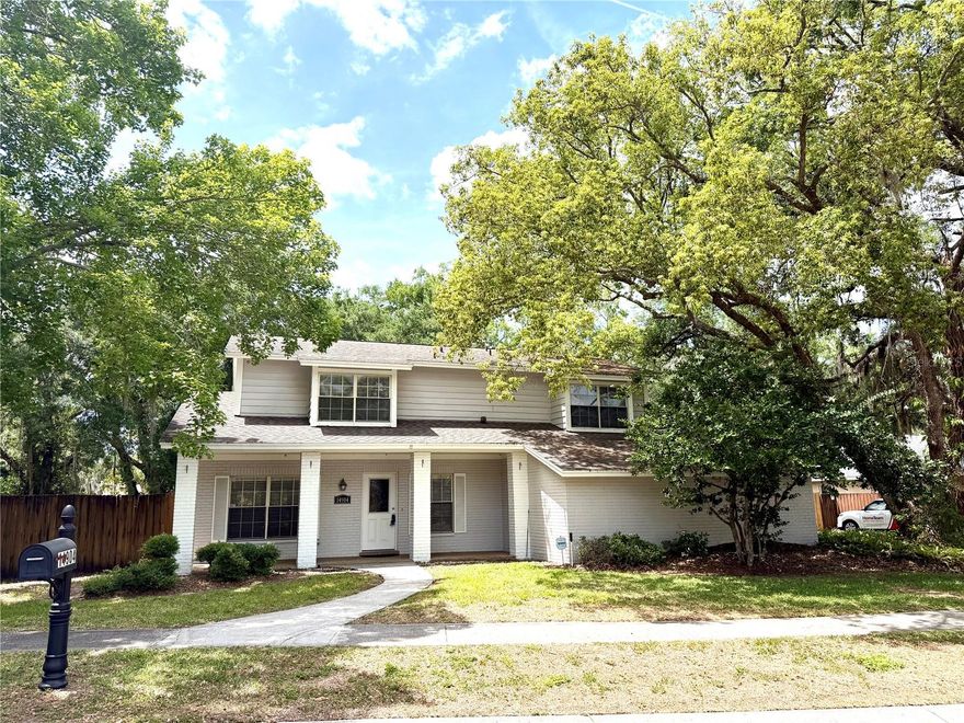 Welcome to this spacious 4-bedroom, 2.5-bathroom pool home with an oversized 2-car garage, located in the desirable gated community of Lake Forest. This home features a full appliance package, including a full-size washer and dryer, and offers tile flooring throughout the downstairs living areas, with comfortable carpeting throughout the upstairs bedrooms. All bedrooms are located upstairs, providing a private and functional layout. The open living room flows seamlessly to a large screened-in patio overlooking the private pool—perfect for relaxing or entertaining. Situated on an oversized lot, the expansive backyard offers plenty of space for outdoor enjoyment. This home truly has it all, and residents of Lake Forest also enjoy access to community amenities including a community pool, basketball courts, playground, and more.