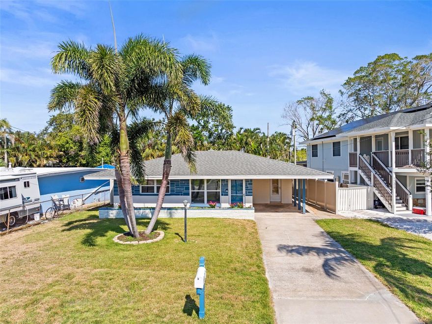 Welcome to this cute home in Indian Rocks Beach.  Make this your primary residence or this would be an adorable rental.  Steps from the Gulf Beaches and all the wonderful beach restaurants.  A very walkable community with a park and community center nearby. This is a 2 bedroom, 2 bathroom home with a one car carport and a large shed in the backyard.  The home features an inside laundry area, a fully fenced in yard, terrazzo and tile flooring.  There is an additional 270 square feet of air conditioned space not included in the 702 square footage.  Come make this cute home your own and start enjoying the beach life.