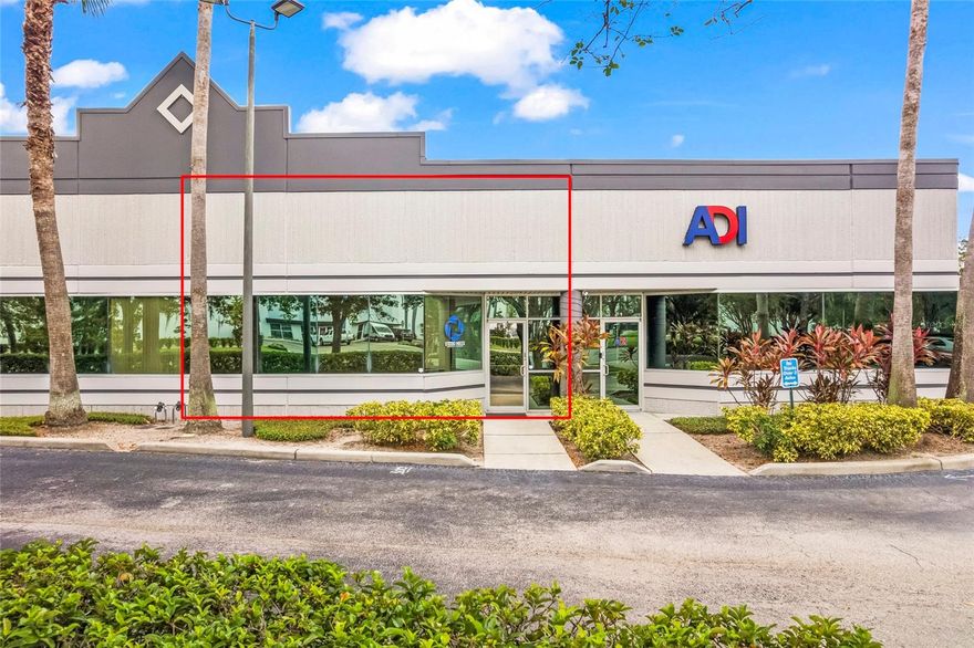 For Lease a 1,650 SF industrial flex condo that offers a versatile layout with over 800 SF of air-conditioned warehouse space, that features 16-foot ceilings and a 10-foot roll-up door for easy loading and storage. The balance of the space includes multiple private offices, two restrooms, sitting room, a kitchenette, and a storage area, making it ideal for businesses needing a mix of office and warehouse functionality. The unit comes with three assigned parking spaces plus additional guest parking within the complex. Conveniently situated just off Sand Lake Road, between I-4 and the Florida Turnpike, this property provides excellent access to Universal Studios, Disney, Orlando International Airport, and Central Florida. This is a great opportunity for businesses seeking a professional, well-located flex space with both office and warehouse. $NNN fee $7.16 SF