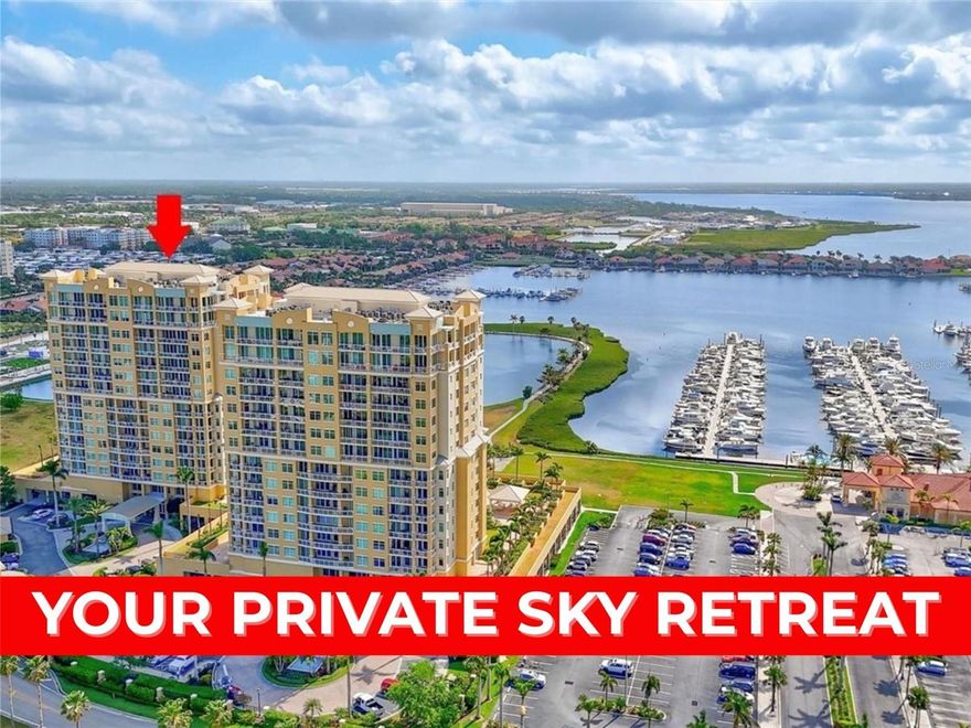 Experience refined WATERVIEW living in this exceptional 12th-floor residence at Bel Mare. Unit 1203 offers nearly 3,000 square feet of beautifully updated space with uninterrupted views of the Manatee River, Riviera Dunes Marina, Anna Maria Island, and out to the Gulf of Mexico. To the north, you can clearly see the Sunshine Skyway Bridge, beautifully illuminated in the evening. The sunsets are truly breathtaking, and thanks to the community’s waterfront lighting, you can enjoy 24/7 views of the river day and night.

Inside this stunning condominium, the thoughtfully designed layout includes 3 bedrooms, each with a private ensuite bath, plus a den/office and a powder room—offering both comfort and versatility. Walls of floor-to-ceiling impact glass fill the home with natural light, highlighting soaring ceilings, open living and dining areas, and seamless indoor-outdoor flow to the expansive balcony, perfect for morning coffee or evening sunsets.

The chef’s kitchen is both elegant and functional, featuring new quartz countertops, stainless steel appliances, and abundant cabinetry. The home has been enhanced with high-end luxury vinyl plank flooring, brand new carpet in the bedrooms, and tasteful upgrades throughout, making it completely move-in ready.

The primary suite serves as a private retreat with sweeping river views, dual walk-in closets, and a spa-inspired bath complete with a soaking tub and walk-in shower.

Bel Mare is a gated, resort-style community where every day feels like a getaway. Residents enjoy four pools, a fitness center, pickleball courts, a theater, social rooms, guest suites, a nature trail, and access to the Riviera Dunes Beach Club. Climate-controlled storage and covered parking add convenience, while the marina and waterfront dining are just steps away. With downtown Bradenton, Sarasota, Tampa, and pristine Gulf beaches nearby, the location is truly unmatched.

Building has been certified to be 100% SIRS compliant, meeting Florida’s Structural Integrity Reserve Study requirements for structural state-mandated compliance.

Don’t miss the chance to make this spectacular home your own—you’ll want to see it in person to truly appreciate it.