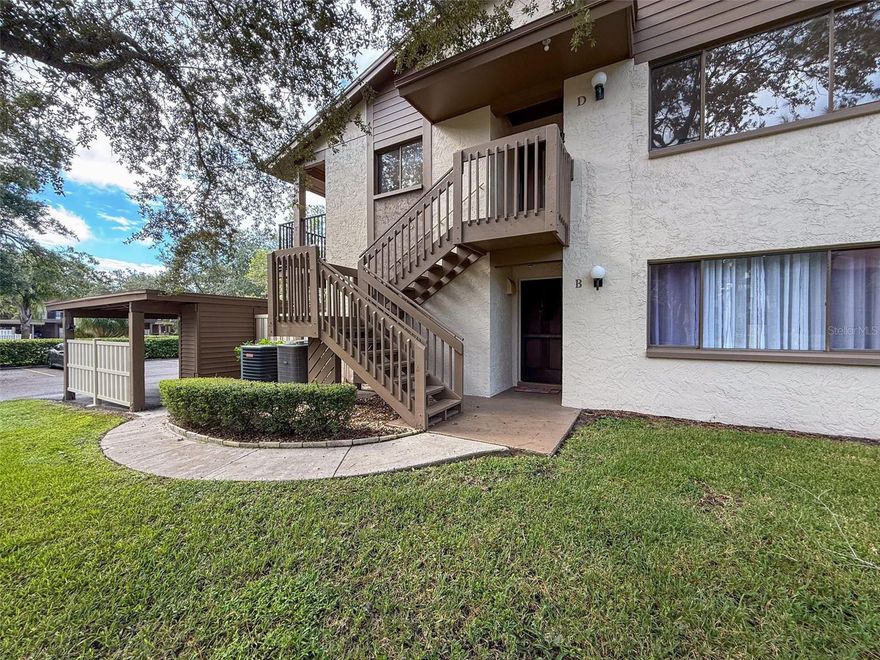 Best Value in Wedgewood Condos!  Lovely move-in ready 2 bedroom 2 bath condo.  This quiet 55+ Condo Community has it all!  Community Pool and recreation center on property, PLUS access to the Beacon Woods Civic Center, with another Beautiful Pool, Bocci, Recreation, Auditorium, Fitness center, Tennis Courts and More!!  This is an impeccably maintained community, located adjacent to the acclaimed Beacon Woods Championship Golf Course.  Inside the home, you'll find a light and bright kitchen with stone counters and raised panel cabinets, laundry closet with convenient stacked washer and dryer, and sliding doors that open on to the balcony.  Wide open living space, with versatile areas for dining area, study, or TV room.  In the Living Room area, a unique and very useful change was made to the standard floorplan, by relocating the doorway to the Primary Bedroom.  By moving the opening down the wall a few feet allows placing furniture more efficient and versatile.  Leading out of the main living area, through another set of sliding doors, you'll enjoy the screened balcony.  The Primary Bedroom features an en suite bathroom and big walk-in closet.  On the other end of the house is the guest bedroom, with the guest bath adjacent, giving overnighters a little extra privacy.  Lots of windows makes this home bright and airy, and there's even a storage closet in the covered Car Port.  Don't delay, this home is priced with quick sale in mind.