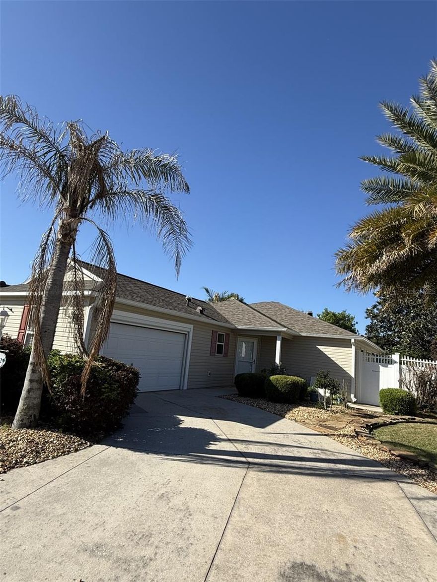 Ana Maria villa between the 6's!  Looking for a home in central Florida? Don't miss this courtyard villa in The Villages, FL. 55+ Community.  More photos coming after the estate sale.  3 Bedroom / 2 Bath with private yard. All New Appliances, New Washer and Dryer. Remote Garage Screen Door. Bond is paid. Roof - 2024.