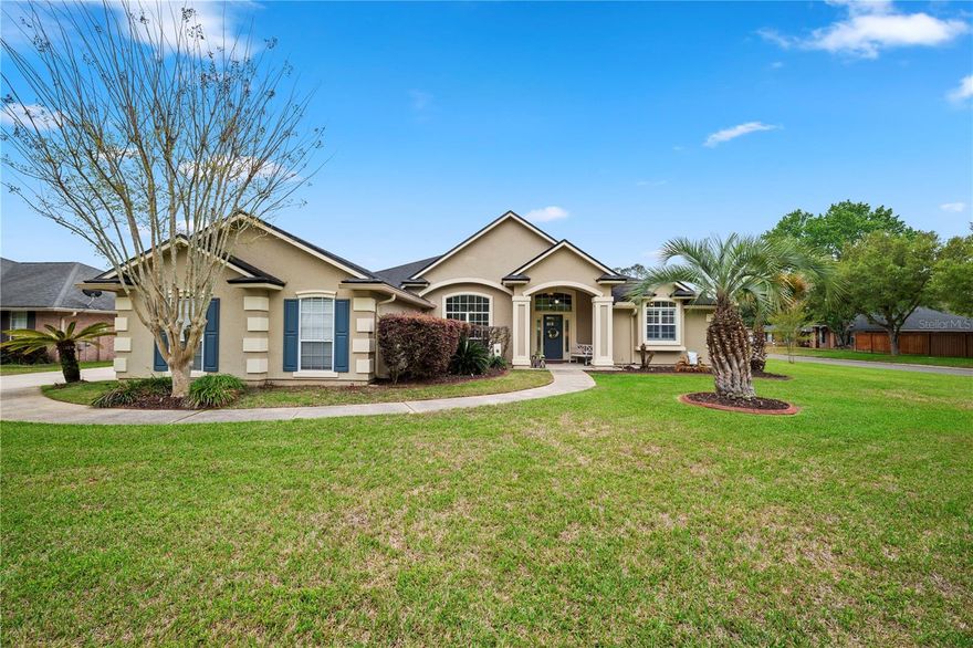 **POOL HOME**CORNER LOT**UPGRADED** Welcome to this very clean, very well maintained home perfectly situated on a CORNER LOT within a quiet cul-de-sac. This spacious house is bright and welcoming, with plantation shutters throughout. The open and spacious kitchen features NEW CABINETRY, a coffee nook, black stainless steel appliances, and granite/quartz counters, while the dining room has a cozy FIREPLACE. The primary bedroom boasts a farm door, and one guest room includes a convenient murphy bed. Outside, you’ll find a POOL and a HUGE LOT with well kept landscaping, a large front yard, and a FULLY FENCED BACKYARD featuring a STORAGE SHED. The 2 car garage and extended driveway provide plenty of room for parking, boat or RV storage. Located in a great family neighborhood with minimal traffic, you have easy access to Blanding Blvd and 23, making commuting a breeze. Plus, you’re just minutes from shopping and dining favorites like Grumpy’s Restaurant and 4 Trees Smokehouse!