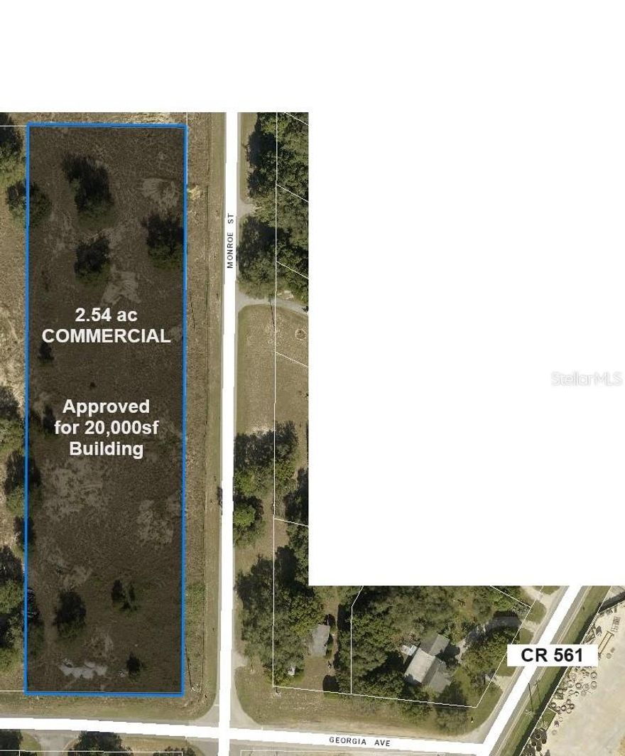 SELLER FINANCING AVAILABLE!  Astatula has approved residential subdivisions that will increase their population by over 50% in 2024 and 2025.  Perfect place to set up your business and/or bring in some commercial rental income.  Prior to having access to Sewer & Water this C-1 Commercial land of 2.54+/- acres was approved for up to 20,000sf of building.  Possibility to increase footprint now with Sewer & Water being available now.  Access granted through the private sewer system from the Tula Parc subdivision.  Water available now, sewer plant should be operational by Fall 2024. Fiber Optic adjacent to parcel provided by OpticalTel.  See below for Zoning Regs and what is allowed in C-1 for the Town of Astatula (MULTIPLE USES ALLOWED).
This C-1 Commercial land is 2.518+/- acres and was approved for up to 20,000sf of building. Eastern portion only of parcel ID 29-20-26-0100-00A-00600, awaiting new Parcel ID for this portion of commercial land from Lake County Property Appraiser.
Multiple Commercial uses allowed, Retail, Office, Flex, Office/Warehouse, Church Facility, Laundry, etc.  Approved for up to 20,000sf building.