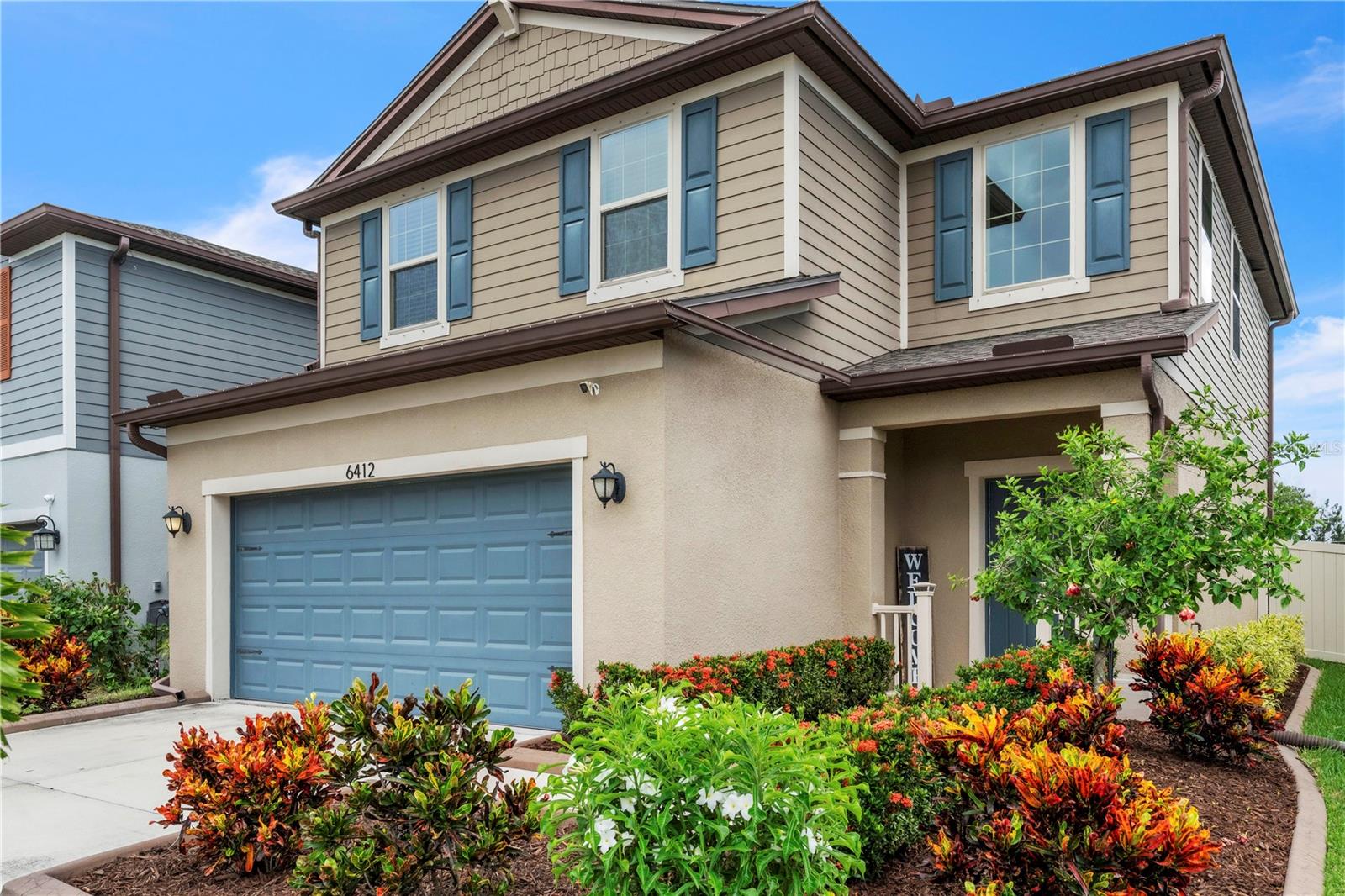 Welcome to this beautifully upgraded home in the sought-after Trevesta community! Built in 2019, this 4-bedroom, 2.5-bath residence offers thoughtful design and modern finishes throughout. Step inside to discover luxury laminate flooring flowing seamlessly through every room and an open-concept kitchen featuring upgraded cabinetry, granite countertops, and modern appliances—perfect for entertaining and everyday living. Upstairs you will find 3 spacious guest rooms with guest bathroom. The primary suite includes garden tub, walk in shower, dual vanity sinks, and large walk in closet.
Enjoy Florida living at its finest on the extended screened paver lanai, complete with a 220 line for a future jacuzzi or lanai appliance of your choice. The vinyl fenced yard offers privacy, while curbed front landscaping adds a polished exterior touch.
Additional features include: Manual switch generator hookup, Hurricane shutter protection, Above-garage storage, Two-car garage.
Located in a vibrant, amenity-rich neighborhood with quick access to I-75, shopping, and Gulf beaches—this home checks every box. Schedule your showing today and fall in love with your next home! Trevesta includes a clubhouse, community pool, playground, fitness center, CABLE/INTERNET, and more.