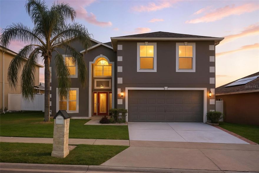 ***SECOND FLORIDA POOL HOME, PRIMARY, SHORT OR LONG TERM RENTAL OPPORTUNITY. Beautifully upgraded 5-bedroom, 2.5-bath two-story home in the desirable Pines West community. The remodeled kitchen features NEW CABINETS (2022), GRANITE COUNTERTOPS (2022), NEWER stainless steel appliances, and TWO WALK-IN PANTRIES, all overlooking the screened-in private pool. THE KITCHEN HAS PLENTY OF PLACE TO ADD AN ISLAND IF YOU WISH. This is a great area for entertainment as next to the kitchen you have a huge family great room and dining room combo. Also features CROWN MOLDING and DOUBLE-HEIGHT BASEBOARDS. The pool area includes a SAFETY FENCE, expanded covered lanai, and offers excellent privacy with NO REAR NEIGHBORS. Great space to add an outdoor kitchen and BBQ area.

The first floor includes also a guest bedroom with a half bath, a formal living room, or former dining room combination.  All main living areas and bedrooms feature CERAMIC TILE—NO CARPET only on stairs. The home also offers abundant natural light and multiple additional storage areas. 
Upstairs includes a spacious loft which can be an office or children's play area. The enormous Master bedroom suite has TRAY CEILINGS, TWO WALK-IN CLOSETS, a garden tub, separate stand-alone shower, and private water closet. Split floorplan, upstairs you have THREE additional bedrooms and a full hallway bath. 

Additional major upgrades include a ***NEW ROOF (2022), NEW INTERIOR AND EXTERIOR PAINT (2022), TWO A/C UNITS, and a TESLA CHARGER-READY OUTLET**** in the garage. Additional storage cabinets are installed in both the garage and laundry room. 

Conveniently located near shopping, dining, golf, major highways, and Central Florida theme parks. This home offers modern upgrades, spacious living, and privacy in a prime location.