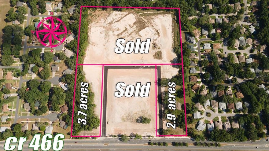 One of the Town of Lady Lake's largest and best-located properties is now complete and available for purchase! Abutting to The Villages on 3 sides, "Lumen Park" consists of 30+/- acres and has ingress and egress from both eastbound and westbound traffic on County Road 466. This Site has been master-planned into 4 parcels with ONLY 2 REMAINING SITES (Lots 3 & 4). Lots 3 & 4 have a combined 35,000sqft of commercial developable space and interior roadways are complete, along with utilities including: city water & sewer, underground electric, internet, phone, and cabie. This listing is for Lot 4 which consists of approximately 2.9+/ - acres, is fully developable with off-site master retention, and cables and 15,000sqft of buildable space. This parcel sits on the East side of the property with over 200' of road frontage on CR 466. It is now available and lends itself to retail, office, medical, and professional-related uses. Why go through the hassle, time, and cost of the rezoning and engineering when a site like this is READY TO GO with entitlements and infrastructure! Call or email me today to set up your private showing.