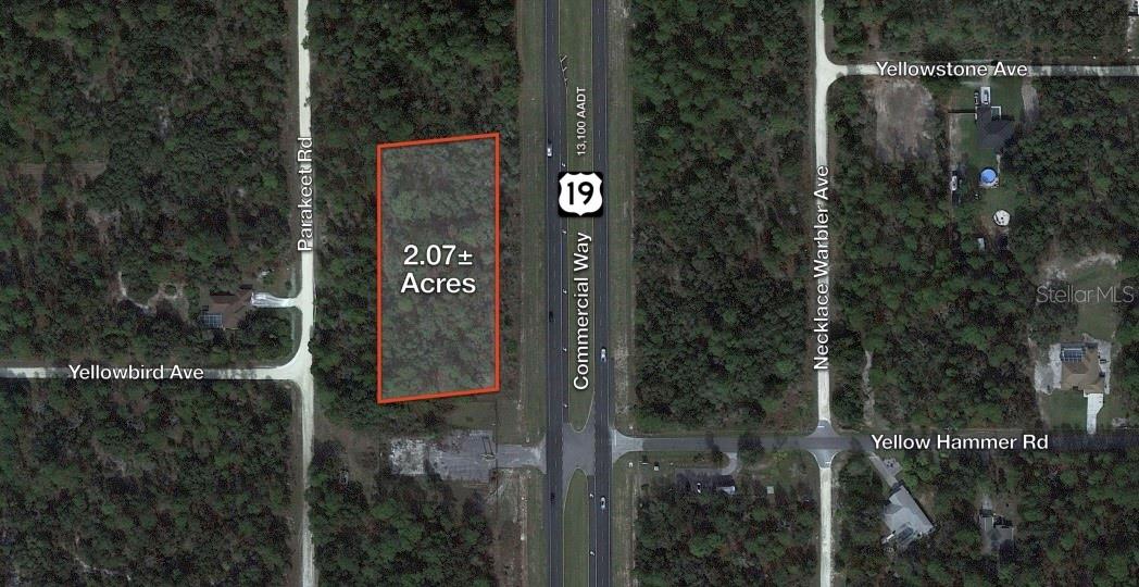 The opportunity is to purchase 2.07± acres on Commercial Way (US 19) between Spring Hill and Homosassa Springs in Hernando
County, FL. The total acreage is comprised of three contiguous parcels all fronting Commercial Way giving great visibility to 13,100± cars
a day.