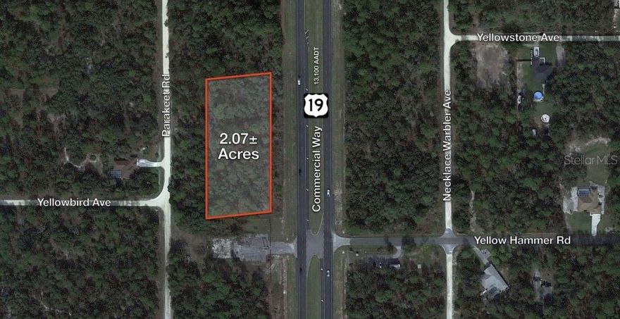 The opportunity is to purchase 2.07± acres on Commercial Way (US 19) between Spring Hill and Homosassa Springs in Hernando
County, FL. The total acreage is comprised of three contiguous parcels all fronting Commercial Way giving great visibility to 13,100± cars
a day.