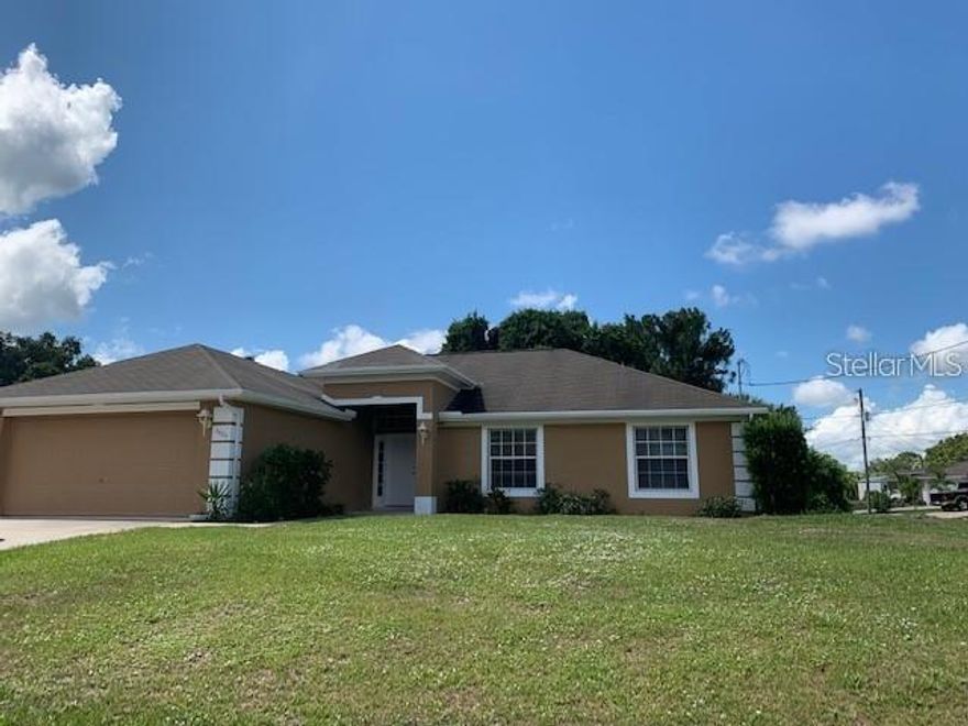 Available after October 10, 2023. Spacious home with a floor plan that well accommodates the whole family. With soaring ceilings and decorative niches, this blank canvas will easily convert into home, sweet home in no time. Generous great room in which the kitchen looks upon. Catch up on the news as you are preparing dinner. Breakfast bar for a quick snack and a dining area for your table. All tile throughout. The guest bedrooms are split from the master for a quiet night's slumber. Additional office/den that could be used as a FOURTH BEDROOM. Private setting with no immediate neighbors to the rear, left or right. Oversized corner lot. Conveniently located with all the amenities close at hand. North Port is flourishing community that is family centric with an abundance of parks, recreation and top rated educational opportunities