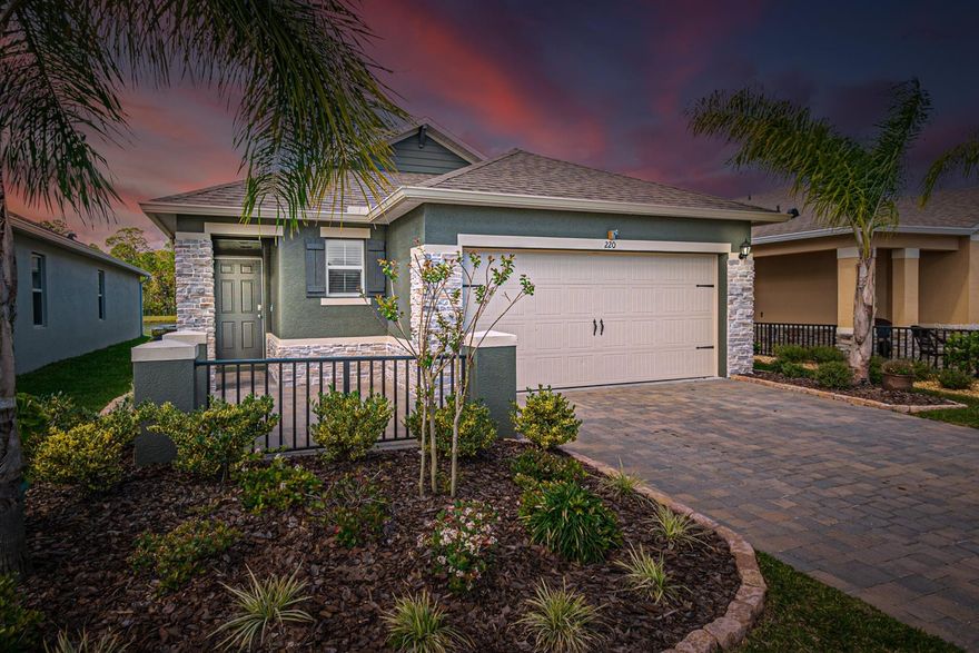 OPEN HOUSE 3/14 FROM 1-3....Beautiful home only 1 year old in Venetian Bay's newest community, The Palms! Sits on one of the best lots in the neighborhood with tranquil water and conservation views. Walk through the fabulous front paver courtyard into the open concept home with spacious kitchen boasting a 7 ft island, Granite Countertops, SS Appliances, Walk In Pantry, and Plenty of Cabinets. The Living area is light and bright with access to your covered patio and gorgeous backyard. 18'' X 18'' Tile in all living areas, Energy efficient 15 SEER AC, Dual pane windows, Paver Driveway, and so much more.  Venetian Bay is resort living at its finest featuring the golf & country club, town center with world class spa, restaurants, salon, and fitness center. Lots of community events, miles of bike trails, and a members only resort pool and tiki bar. Call for your private showing today! ;Water: City