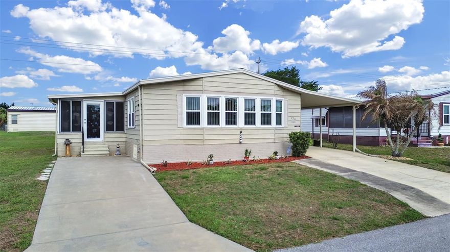 Wonderful 2 bedroom, 2 bathroom home in 55+ community of Foxwood Lake Estates where you own the land!!  This spacious home has been very well-maintained and includes a new water heater 2026, new AC late in 2025, new windows 2021 and new roof in 2018!  You'll love the large primary bedroom retreat with a 9x10 ensuite bathroom!  The primary bathroom has an updated titled shower too!  Nice surrounding landscape, an extended main driveway and a second driveway so there's plenty of parking spaces.  Lots of storage inside including a utility room with washer and dryer!  All this and it comes furnished!!  The Florida sunshine and beaches are waiting for you!  Foxwood Lake Estates is located within 5 miles of I-4, restaurants, shopping, hospital, movie theatre and more!  Situated between Tampa and Orlando, there is so much to do and see!  This active community features a large clubhouse, game room, billiards room, sauna, fitness center, library, large heated pool, hot tub, pickle ball courts, shuffle board courts, bocce ball courts, basketball hoop, paved walking path around the lake and so much more!! Lots of events happening here like pot-luck dinners, entertainment series, dances, Wednesday morning coffee, raffles, bingo, zumba, pilates, line dancing lessons, pool aerobics, golf cart parades and many holiday celebrations! Schedule your showing today!