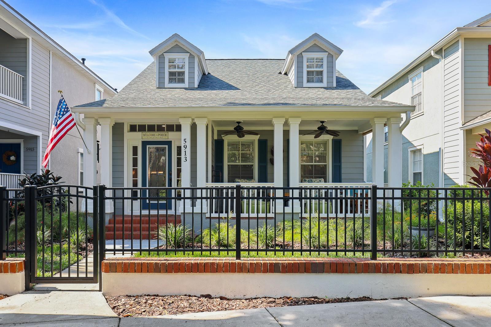 Welcome to this truly charming home nestled in the desirable Garden District of Fishhawk Ranch. Just a couple of blocks from Park Square, residents enjoy easy access to dining options, community events, and seasonal farmers markets—making this location as convenient as it is desirable.
This beautifully maintained residence greets you with a spacious front porch, complete with ceiling fans and brick pavers, creating the perfect spot to unwind while overlooking one of Fishhawk’s many beautifully landscaped parks—this one featuring a charming gazebo that’s ideal for birthday parties, picnics, and neighborhood gatherings. Inside, you’ll find new luxury vinyl plank flooring throughout the first floor, offering both durability and style. The inviting living room features a stylish ceiling fan, a built-in shelving wall that adds character and function, and a cleverly concealed hidden door that leads to a generously sized under-stairs storage closet.
The recently updated kitchen offers timeless white cabinetry (professionally painted in 2021), a stylish stone backsplash, sleek stone countertops, and a deep sink perfect for daily use. Modern stainless steel appliances—including a microwave replaced in 2025—combine beauty and function, while the large center island provides additional prep space with large drawers for pots and pans. A spacious pantry closet offers ample storage, and the adjacent dinette area is large enough to comfortably accommodate a full-size dining table, making it ideal for both casual meals and entertaining. French doors from the dinette open to a large paved patio area, providing an inviting space for outdoor dining or weekend barbecues.
The primary suite is conveniently located on the first floor and offers a peaceful retreat with a tray ceiling that adds architectural interest, and an updated en-suite bathroom. The bathroom includes a dual-sink vanity with stone countertops, stylish undermount sinks, built-in mirrored medicine cabinets, and a spacious glass-enclosed shower with a built-in bench. A walk-in closet completes this serene and functional space.
Upstairs, you'll find two additional bedrooms. The 3rd bedroom has a flex space attached. It could be used as a gaming space/ media room or a secondary primary suite with a home office space, or a fourth bedroom could be created by closing off the walkway and adding a door from the hallway. Both bedrooms have direct access to the spacious full bathroom with a tub/shower combo.
The detached two-car garage is located at the rear of the home and is accessed via a private alley. Inside, you'll find epoxy-coated floors for easy maintenance, along with a large overhead storage space accessible via a pull-down ladder—ideal for storing seasonal items or outdoor gear.
This home has been thoughtfully updated and well cared for, with major systems recently replaced for peace of mind. The roof was replaced in July 2022, the HVAC system was updated in November 2024, and the entire interior was freshly repainted in June 2021.
As a resident of Fishhawk Ranch, you’ll enjoy access to a wealth of world-class amenities including seven swimming pools, three fully equipped fitness centers, dog parks, playgrounds, tennis and basketball courts, pickleball courts, and miles of scenic nature trails. The community is zoned for top-rated schools and is a short drive from downtown Tampa, MacDill Air Force Base, Orlando’s popular attractions, and the pristine beaches of Florida’s Gulf Coast.