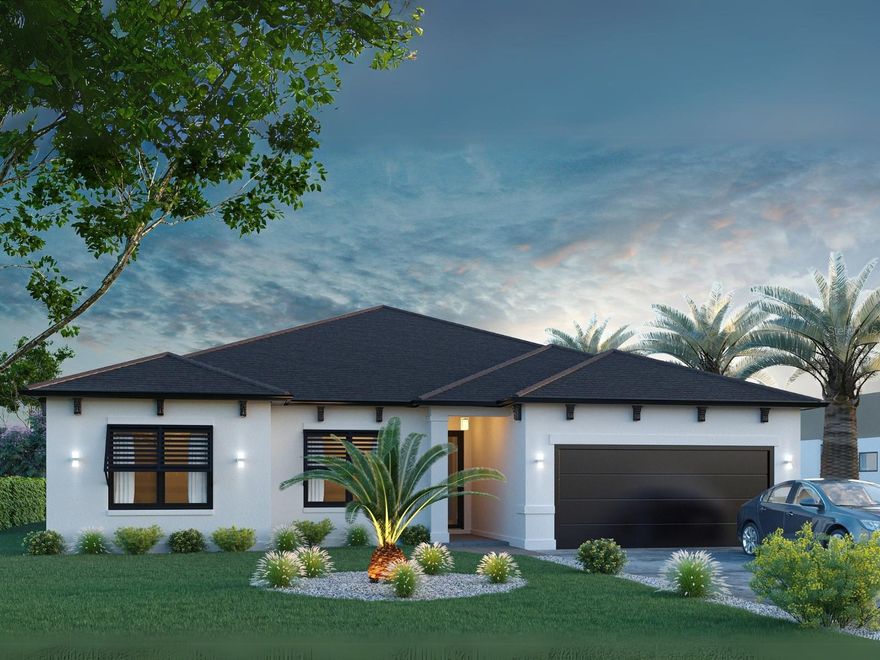 Pre-Construction. To be built. CHOOSE THE FINAL FINISHES with this stunning 4-bedroom, 3-bathroom British West Indies-inspired home. Spanning 2,017 square feet, this thoughtfully designed floor plan makes it perfect to entertain both friends and family with ease. Inside, you'll find impact-resistant windows that offer security and peace of mind, while luxury vinyl plank flooring adds warmth and durability. High-end modern finishes elevate every space throughout the house. Designed for both entertaining and relaxation, the open-concept living area flows seamlessly into the spacious covered lanai, accessible from both the kitchen and living room through expansive glass doors. Plus, the 4th bedroom can act as your very own private in-home office! Whether hosting family gatherings or enjoying a quiet sunset, this home embraces the best of indoor-outdoor living. With a two-car garage for convenience and beautifully crafted spaces for comfort, this home is a perfect retreat for those who appreciate style, sophistication, and the charm of coastal living.