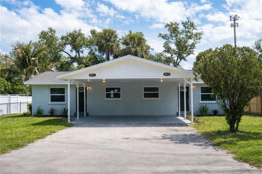 Welcome to 5511 13th St E in Bradenton! This newly renovated duplex is a great opportunity for both investors and owner-occupants. Each unit features 2 bedrooms and 1 bathroom with fresh interior paint and new flooring throughout. The 5511 unit has been upgraded with a brand new kitchen and bathroom. Major updates include a 2026 roof. The property sits on a spacious quarter-acre lot with a large backyard, and two covered carport spaces for convenient parking. Each unit has its own electric meter and private laundry room. Ideally located just a short drive from Bradenton's beaches, shopping, and dining. Schedule your showing today!