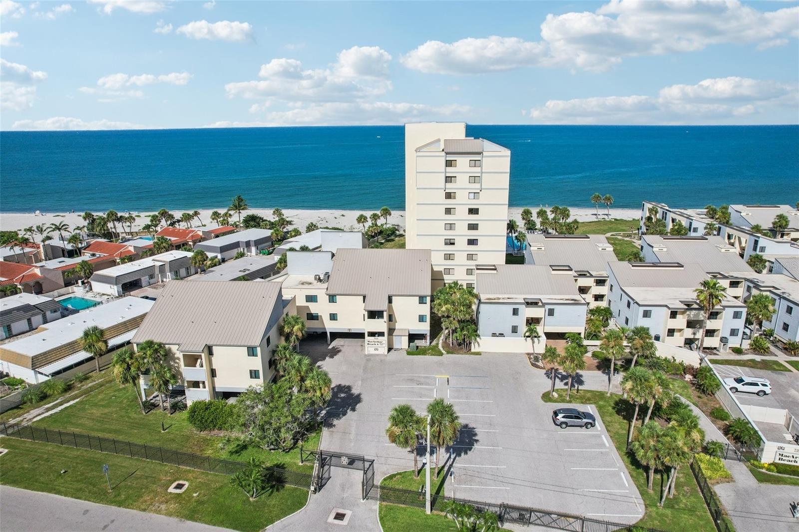 Experience coastal living at its finest with this rarely available 1BR/1BA beachfront condo on the Gulf of America, in the highly sought after MacArthur Beach & Racquet Club on Venice Island! Whether you're seeking a tranquil beach retreat, a full-time residence, or an investment property, being Only steps away from the beach, its perfect for enjoying Gulf breezes and Florida sunsets. This move-in ready condo has a modern kitchen, and the convenience of an in-unit stackable washer/dryer. The spacious bedroom also includes a custom California Closet. This is a pet-friendly, gated community, with wonderful ammenities including: Heated community pool, Tennis courts, Clubhouse, Library and Covered/uncovered parking. Located just minutes from historic downtown Venice, this property offers easy access to dining, shopping, entertainment, and scenic walking and biking paths. Live the beachfront lifestyle you’ve always dreamed of — schedule your private showing today! MOTIVATED SELLER! ALL REASONABLE OFFERS WILL BE CONSIDERED!