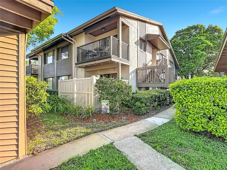 This is well-maintained 55+ second FLOOR condo, FULLY FURNISHED ready to be your next home! The location is ideal as an end unit with loads of light. All appliances including washer & dryer. The laundry closet & pantry in the kitchen for efficient cleaning. Brand new water heater just installed for years of problem free hot water. Enjoy a morning cup of coffee off the kitchen patio. This area has a roll down screen for both privacy & elimination of late afternoon sun. The dining room can also be used as an office, study. Its use is only limited by your imagination! The living room is spacious & open. The beautiful living room furniture included is set up for 2 distinct sitting areas, yet they work well for large gatherings.  Luxury crown molding in virtually every room. You don’t see this lovely feature in most homes! The screened porch has cool breezes & is shaded by mature oak trees. The rear porch and primary bedroom have excellent views of the lush golf course. Moreover, the primary bedroom has an ensuite bath & walk-in closet. The second bedroom on the opposite end of the unit provides privacy for guests. This is home is bright, clean & airy since it is an end unit with many bright windows. There is a small storage area under the carport. Nearby is the beautiful Beacon Woods Golf Course making this a lovely community to live within. There is a sidewalk that circles the larger Beacon Woods community for lovely walks & to enjoy since this is a bird sanctuary. This condo association is one of the best run in the area. The condo complex has its own pool, hot tub & shuffleboard as well as a community center. The pool is a short distance from this unit so you have no excuse not to swim daily! This condo complex is part of the much larger & desirable Beacon Woods that has winding roads & mature trees with many ADDITIONAL amenities: heated pool, lighted: tennis & pickleball courts, basketball, play area, exercise room, bocce ball & more. The clubhouse has many activities including but not limited to: dances, cards, yoga, & seasonal gatherings. The monthly fee is only $445 per month that covers ALL THIS: exterior maintenance, garbage, water, sewer, basic cable tv with Internet, pool, shuffleboard AND dues for the larger Beacon Woods community. Your only bill will be the electric you use. Great value! Like to travel? Well, you can lock your doors & leave knowing that all outside needs are taken care of. There are maintenance personnel on the grounds everyday. This condo has one of the best run Boards so major upgrades have been made to the complex & the condo budget HAS reserves for future maintenance. Nearby there is Hudson Beach about a 5 minute drive. Several of Florida's best beaches are also close by- Fred Howard Park, Clearwater Beach, Fort DeSoto, Honeymoon Island & several more. Plenty of affordable restaurants & shopping nearby as well as: water sports, fishing, museums, cultural activities, shows etc. Tampa and St Petersburg are all within driving distance. It is a joy to live here & you can have the your best life in a beautiful home & location. All dimensions are approximate & buyer is urged to confirm details important to them especially condo rules. This is the best value for an upper floor unit that is ALSO FULLY FURNISHED. Many buyers prefer the security of a second floor unit. Look at the photos to see what you are getting. Foreign seller prefers owners who will live here more than 51% of the time due to FIRPTA rules. Hurry!