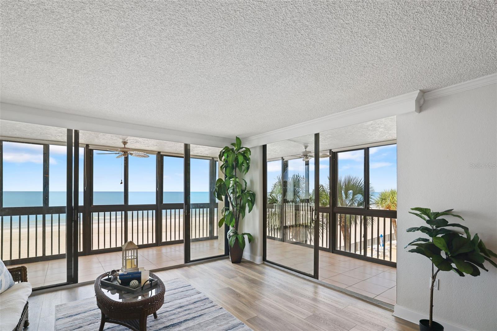 Welcome to Shore Mariner in Redington Shores, where neighbors feel more like family and life flows with the ease of a true beach town—not the bustle of a vacation rental strip. Inside, this corner unit 2-bedroom, 2-bath layout offers both privacy and comfort. Each bedroom has its own ensuite bath, and plantation shutters frame the windows, giving a timeless coastal touch. With an expansive wraparound balcony large enough for gatherings, overlooking both the Gulf of Mexico and the resort-style pool - a front-row seat to the beauty of the Gulf and the heart of community life below. Sliding glass doors that open wide, the balcony becomes a true extension of your living space—perfect for sharing sunsets, hosting friends, or enjoying quiet morning coffee with the sound of the waves. Shore Mariner is as much about lifestyle as it is about location. It is rich with opportunities to connect. Residents come together around the heated pool and spa, enjoy friendly games of tennis or pickleball, and share herbs and stories. Adding to the appeal, Shore Mariner offers all of this with lower maintenance fees, giving you the peace of mind of a well-managed property while keeping your coastal lifestyle both carefree and affordable. Here, you’re not just buying a Gulf-front residence, you’re joining a way of life. A place to belong, where neighbors look out for each other, and create a sense of home that extends well beyond the walls of your condo. Visit WWW.ShoreMariner.org for additional information. Discover a place where sunsets are shared, friendships flourish, and every day feels like vacation—schedule your visit to see this unit today.