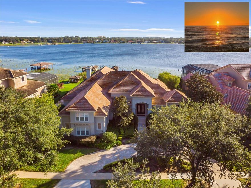 WOW! SPECTACULAR LAKEFRONT WITH AMAZING SUNSET VIEW. 6-7 BEDROOM 6 FULL BATH HOME PLUS 2 HALF BATHS, (EACH BEDROOM HAS IT'S OWN BATH) BOAT DOCK. EVERYTHING UPSCALE. CUSTOM BUILDER REMODELED THE INTERIOR WITH ADDITIONAL NEW FEATURES SPENDING OVER $1.4 MILLION CLOSE TO 6800 SQ. FT. / 8275. 24 HOUR GATED AND GUARDED COMMUNITY. Interior walls stripped and re-done including electrical, plumbing, floors, air conditioning, automated lighting systems and security surveillance cameras in and out. EXTENDED BONUS ROOM UPSTAIRS. All modern upscale craftmanship and rich details, state of the art, completed 2018. Must see Master bathroom with 2 STORY HIS & HER CLOSET. MARBLE SLAB WALLS (NO GROUT), OVERSIZED MASTER SITTING AREA. Molding and Niches throughout. All living areas have 34x34 inch MARBLE TILE FLOORS. This home includes a GOURMET KITCHEN with updated Island, exotic GRANITE COUNTERTOPS and MARBLE Floors. All steel appliances, double oven, GAS STOVE, pantry, and elegant cabinets. HUGE FAMILY ROOM with AMAZING LAKE VIEWS! Master, Office, and additional 3 Bedrooms downstairs also an Entertainment Room with WOOD FLOORS, updated wall cabinets, molding, and plantation shutters. ALL TV AND DVD MUSIC SYSTEM INCLUDED. SURVELLIANCE CAMERAS IN AND OUT. SOARING CEILINGS AND BREATHTAKING VIEWS! Every room completed with CUSTOM CABINETRY, ELEGANT FAMILY ROOM WITH MARBLE FIREPLACE, EXTRA LARGE OPEN LAKE VIEWS, and lighter paint color. 2 BEDROOMS UPSTAIRS COMBINED AS 2ND MASTER / INLAW SUITE WITH SMALL REFRIGERATOR, MICROWAVE AND SINK. 42x12 Bonus Room/Theater Room/ 7th Bedroom. STUNNING EXTRA LARGE GAME ROOM ON FIRST FLOOR WITH BAR SET UP, LAKE VIEWS & WOOD FLOORS. Indoor Laundry Room with Storage. 3 Car oversized side garage entry with CIRCULAR DRIVE. ADDITIONAL 2-3 CARS PARKING SPACES WITH FENCE GATE. Square footage provided by original builder plans. Extra Large RAISED BACK YARD with SEA WALL AND LANDSCAPE LIGHTING. DOCK RECENTLY UPDATED $50K, NEW A/C $20K. NEW LANDSCAPING. POOL & NEWER ELECTRIC HEATER FOR POOL + GAS HEATED SPA + KIDDY POOL. TRAVERTINE DECK AND GRANITE SUMMER KITCHEN. ENTIRE POOL AREA WAS DEMOLISHED AND TOTALLY REBUILT. SEA WALL and ONE OF A KIND SEE THROUGH GLASS FENCED YARD, NO OTHER HOME IN THIS AREA HAS A GLASS FENCE (SEE THROUGH YARD AND LAKE.) IRON FENCE ON BOTH SIDES. LOW WATER BILLS water pump from lake for irrigation. Mosquito repellent in back for pool and porch. Orlando’s most exclusive 24 Hour Gated and Guarded Community with boat dock, small park, playground, tennis, and basketball courts. Estates at Phillips Landing – Dr. Phillips area, with the best of everything! THIS UNIQUE INTERIOR DESIGNED HOME is comparable to no other home in the area, took many years to complete update with County and HOA Permit. USED AS A SECOND HOME, AND MAINTAINED BY CARETAKERS. Close to “Restaurant Row”, 25 min. to International Airport, Disney World and EPCOT. Close to Sea World, Universal Studios, Malls, Schools, Library, Trader Joes, Whole Foods & Fresh Market. ENJOY THE SUNSET. ENTERTAIN FAMILY & FRIENDS ON THE LARGEST OPEN PORCH ON LAKEFRONT!  YOU MUST SEE THIS HOME TO BELIEVE IT! MUST SHOW PROOF OF FUNDS.
