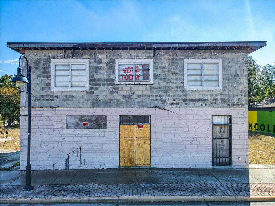 Prime mixed-use value-add opportunity in the heart of downtown Lake Wales at 215 Lincoln Ave. This two-story concrete block building presents a rare redevelopment play in a designated growth corridor with strong upside potential.

The upper level features two (2) 1-bedroom / 1-bathroom apartments, offering future residential income once renovated. The ground floor previously operated as a restaurant, providing an open layout ideal for retail, café, professional office, creative space, or food & beverage re-establishment (buyer to verify permitted uses and zoning).

The property has been gutted and is renovation-ready, allowing investors to fully customize the layout and finishes. Existing slab foundation, concrete block construction, and visible plumbing/electrical infrastructure create a solid framework for repositioning.

Strategically located along a walkable downtown streetscape with sidewalks, decorative lighting, and surrounding commercial activity, enhancing visibility and long-term tenant demand.

Major Incentive Advantage: Property is located within the eligible area for the Lake Wales CRA Business Incentive Program, offering potential grants and redevelopment incentives to qualified buyers (buyer to verify eligibility, requirements, and funding availability with the CRA).

Bonus Opportunity: Seller also owns the adjacent side lot, available for purchase separately, ideal for expansion, parking, patio/outdoor seating, or future development.

Ideal for investors, developers, or owner-users seeking a repositioning project with residential income above and commercial potential below in a revitalizing downtown market.

Sold AS-IS. Cash or renovation financing preferred.