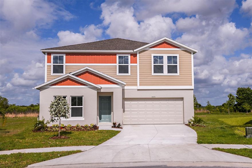 One or more photo(s) has been virtually staged. Under Construction. Lucia - 
BELOW MARKET INTEREST RATES with use of Seller's Preferred Lender.
Invite yourself into the Lucia, a two-story home with 5 bedrooms, 3 bathrooms and a private 2-car garage. Just off the foyer, you'll find a welcoming guest suite complete with a private bathroom, offering the perfect blend of comfort and privacy. The open concept living area, highlighted by luxury vinyl plank flooring, flows seamlessly into the kitchen, which features sleek quartz countertops, stainless-steel appliances and a spacious pantry. Sliding glass doors lead to a charming patio, ideal for outdoor relaxation in the Florida climate. Upstairs, the flexible recreation space and stylish master suite—with its walk-in shower, dual vanity and oversized walk-in closet—provide a serene oasis. The 3 additional bedrooms, full bathroom and laundry room equipped with brand new washer and dryer make everyday life convenient. With a smart thermostat with voice control, beautiful landscaping, and an eye-catching elevation, this home ensures both style and practicality. 
Scenic Terrace pairs comfortable living with inviting community spaces in Lake Hamilton. Amenities include a resort-style pool, clubhouse, playground, and dog park for everyday enjoyment. Ideally located between Orlando and Tampa, residents enjoy convenient access to the best of Central Florida. 
Contact or make an appointment for more details on interest rates.