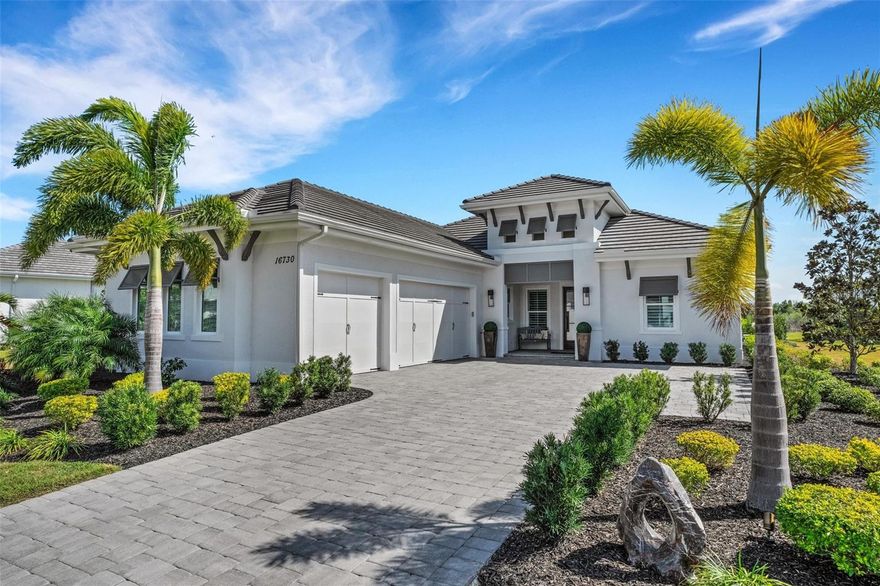 This Chef’s dream home is an absolute dream! 4 bedrooms, 3.5 baths, and 3-car garage provide ample space, and the private in-law suite is a fantastic feature for guests. The combination of high ceilings, 10-foot sliding glass door wall, impact glass windows, and solid core interior 8-foot doors, offers a blend of functional and luxurious features. Complete with outdoor kitchen, saltwater pool and spa with panoramic screen enclosure, Marble flooring deck, outdoor shower, and landscape lighting, emphasizes both indoor and outdoor living spaces. The Sonos surround sound and custom features like the iron front door, upgraded cabinetry, and crown molding add a touch of luxury. The gourmet kitchen comes complete with 48” Wolf dual fuel range, Wolf drawer microwave, Fisher Paykel dishwasher, and 42” Subzero refrigerator, truly a chef's paradise. Finish details including plantation shutters, shiplap detail, custom closets, water softener, and central vacuum system complete this truly exquisite home with convenience and comfort. The preserve lot on a cul-de-sac street provides a serene setting. This home is a haven of sophistication and functionality! The combination of a well-designed home and access to an extensive amenity center within the community makes this property appealing for those seeking a luxurious and active lifestyle.